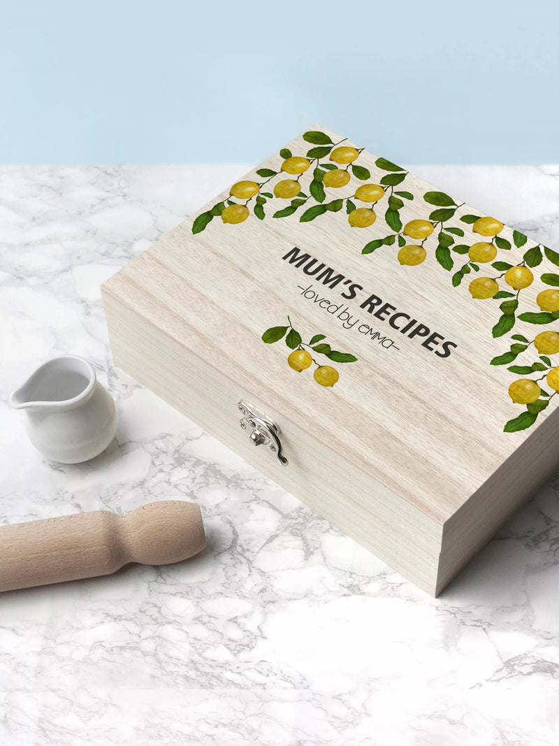 Treat Republic Personalised Lemon Recipe Box, imported from the UK