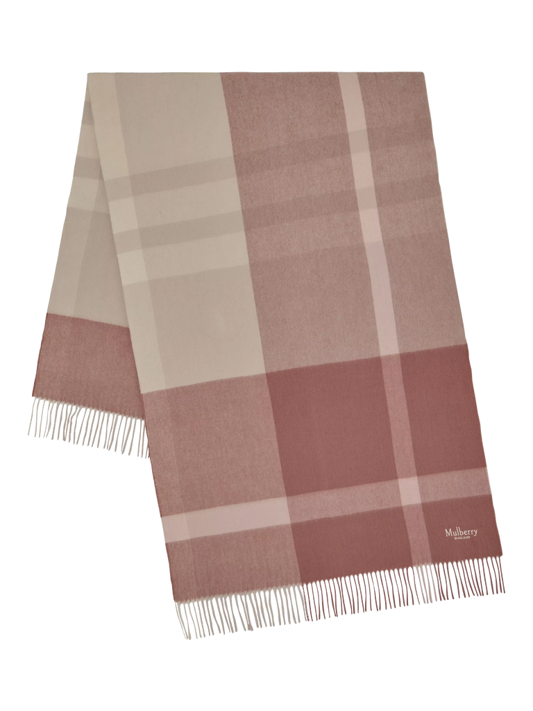 Mulberry Large Check Merino Wool Scarf