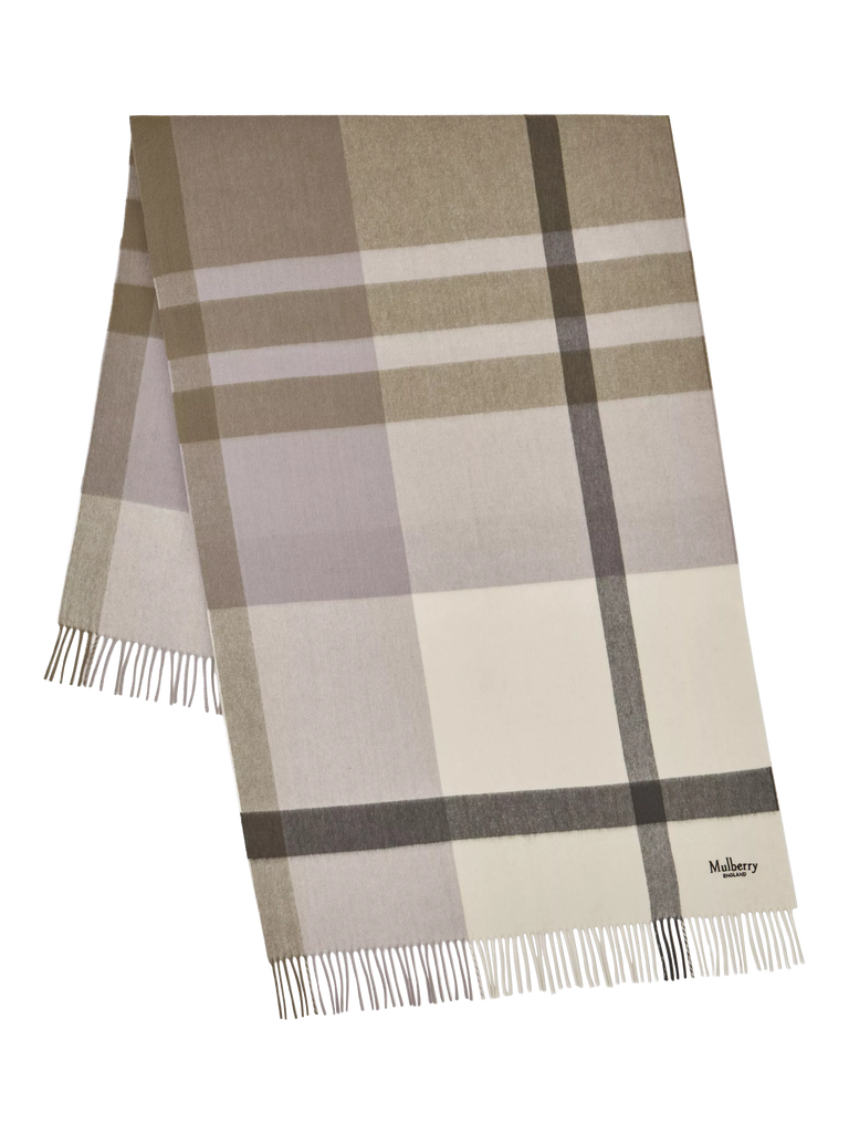 Mulberry Large Check Merino Wool Scarf