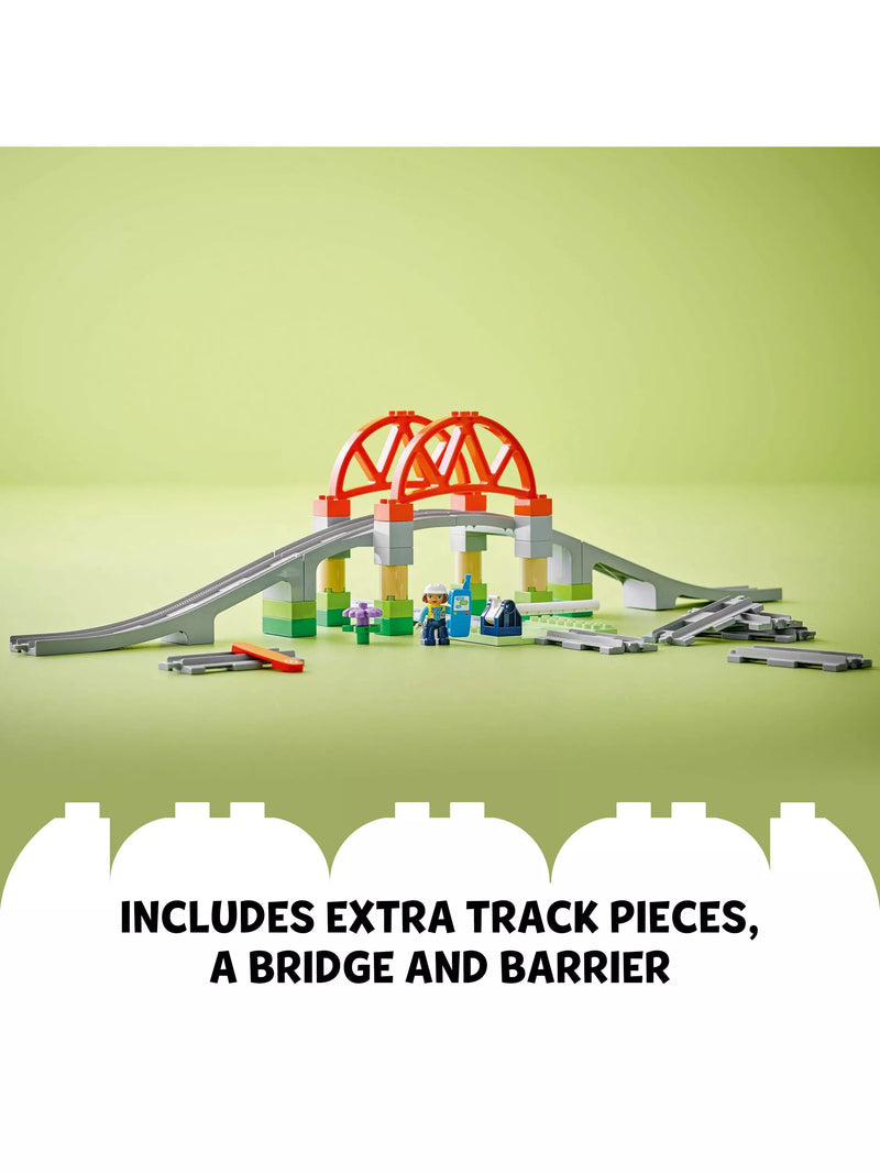 LEGO train bridge and tracks expansion toy for toddlers aged 2+, UK version