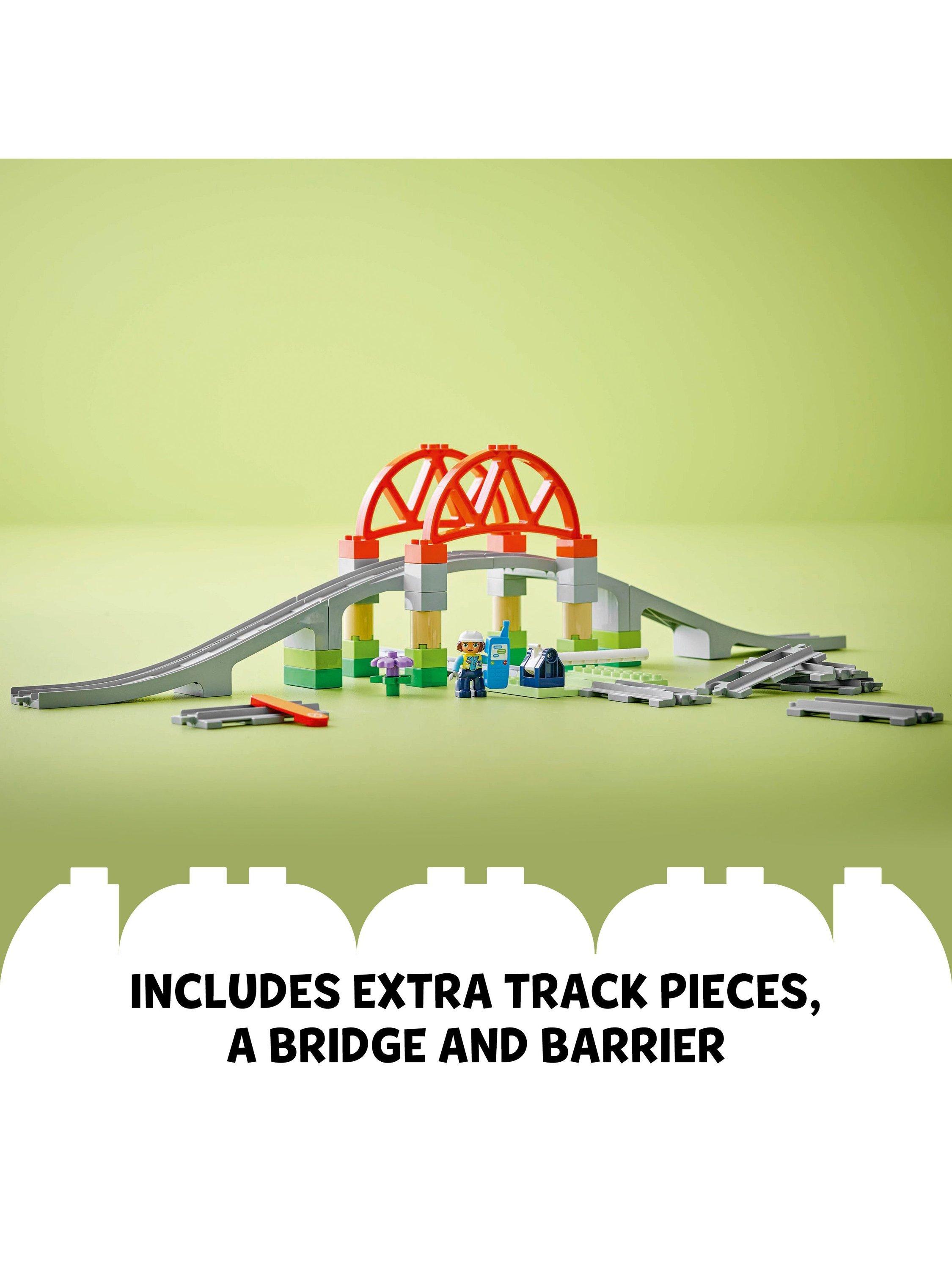 LEGO train bridge and tracks expansion toy for toddlers aged 2+, UK version