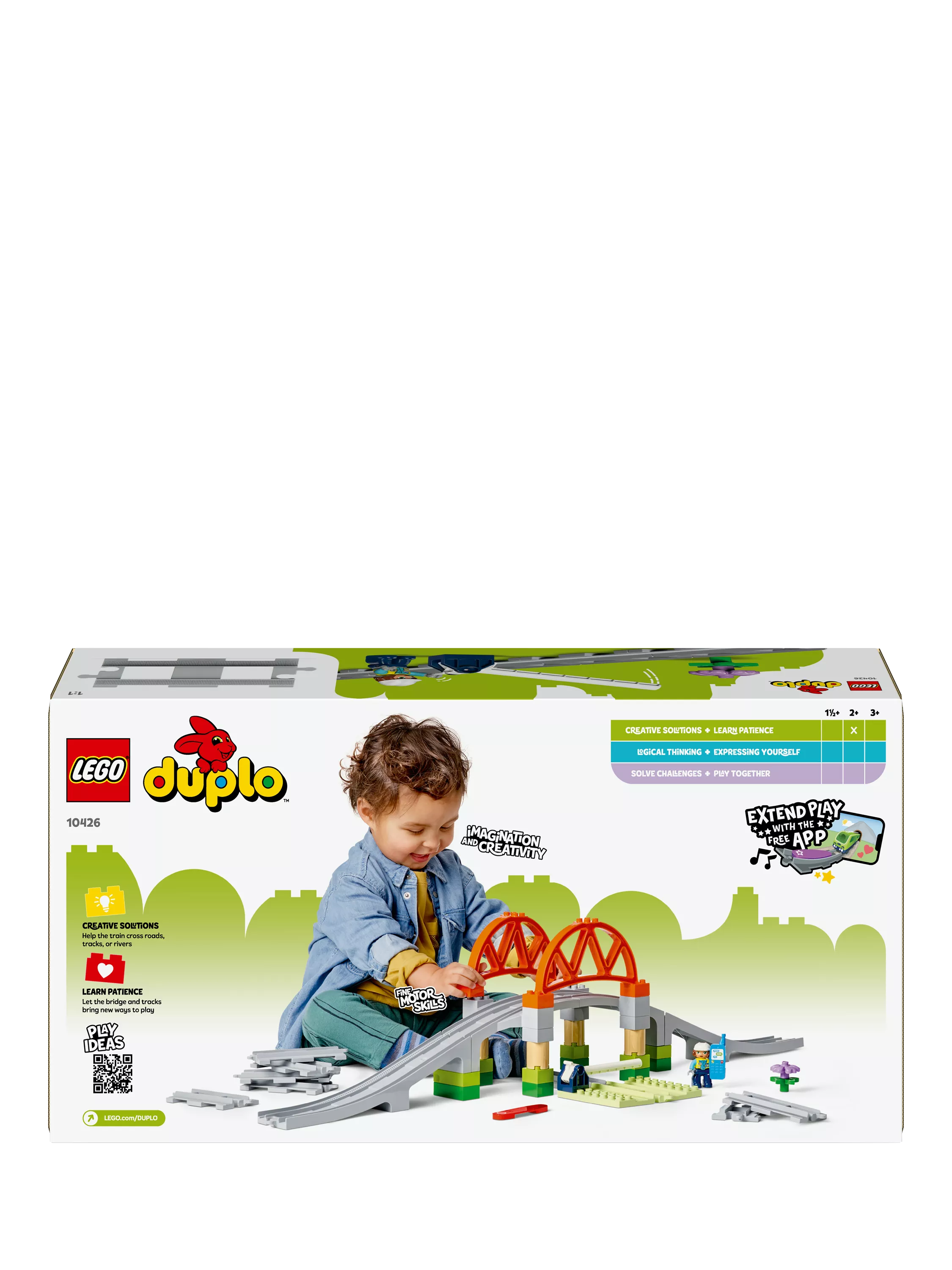 LEGO train bridge and tracks expansion toy for toddlers aged 2+, UK version