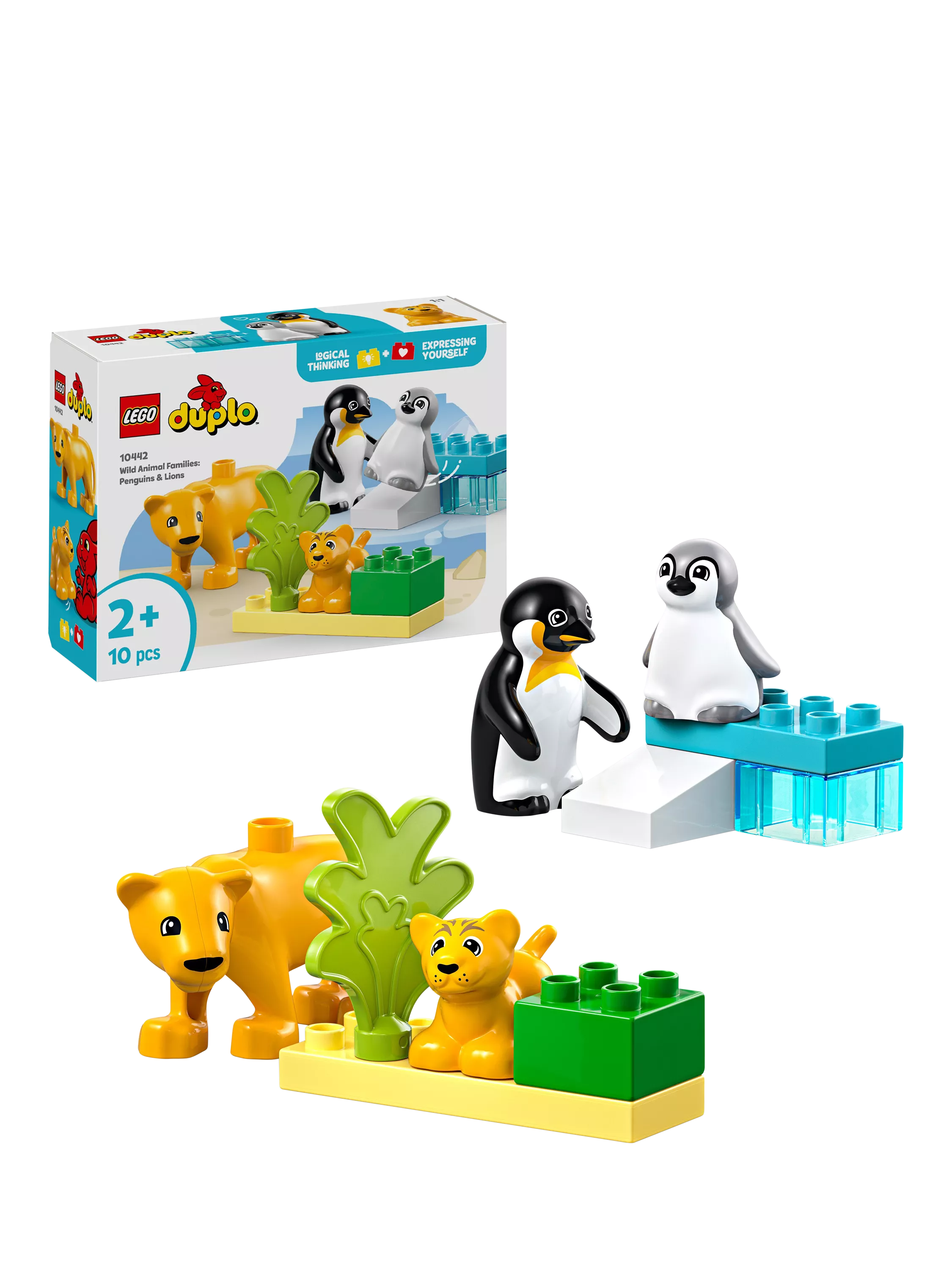 LEGO DUPLO animal set penguins lions 10-piece, imported from the UK