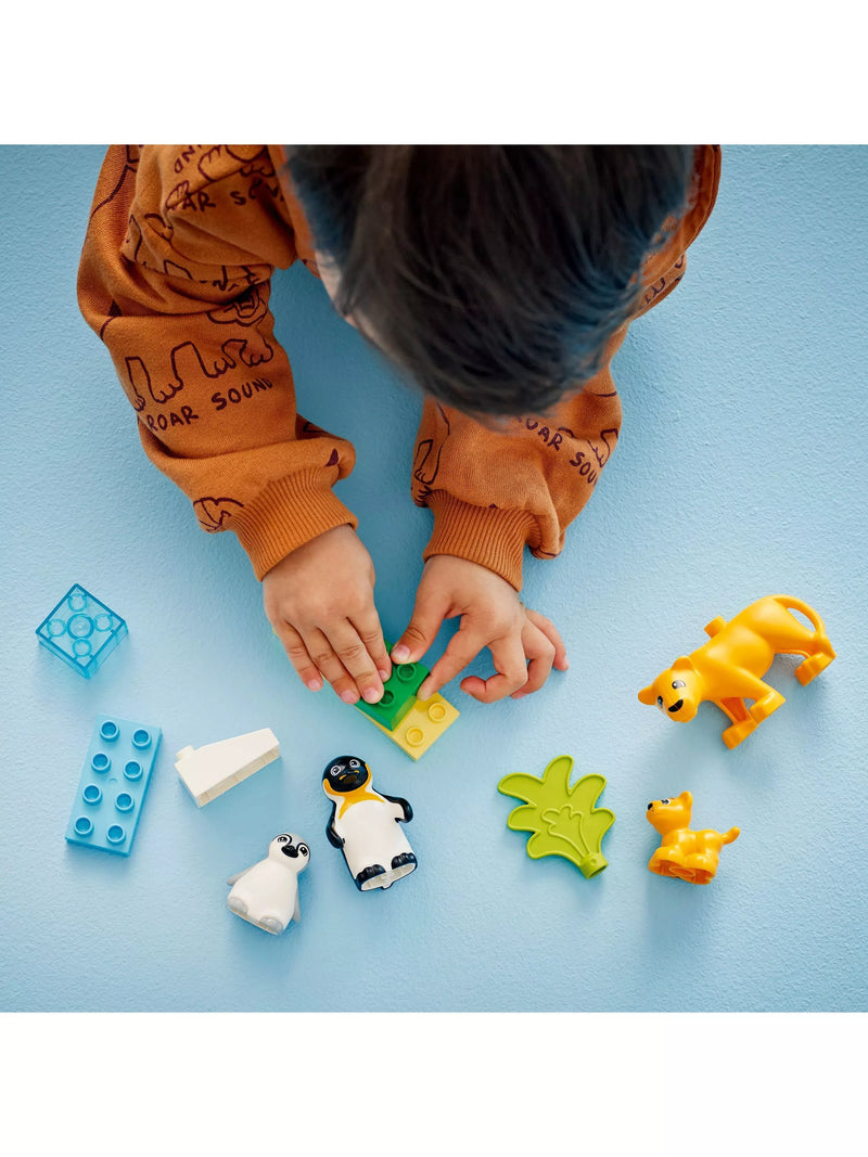 LEGO DUPLO animal set penguins lions 10-piece, imported from the UK