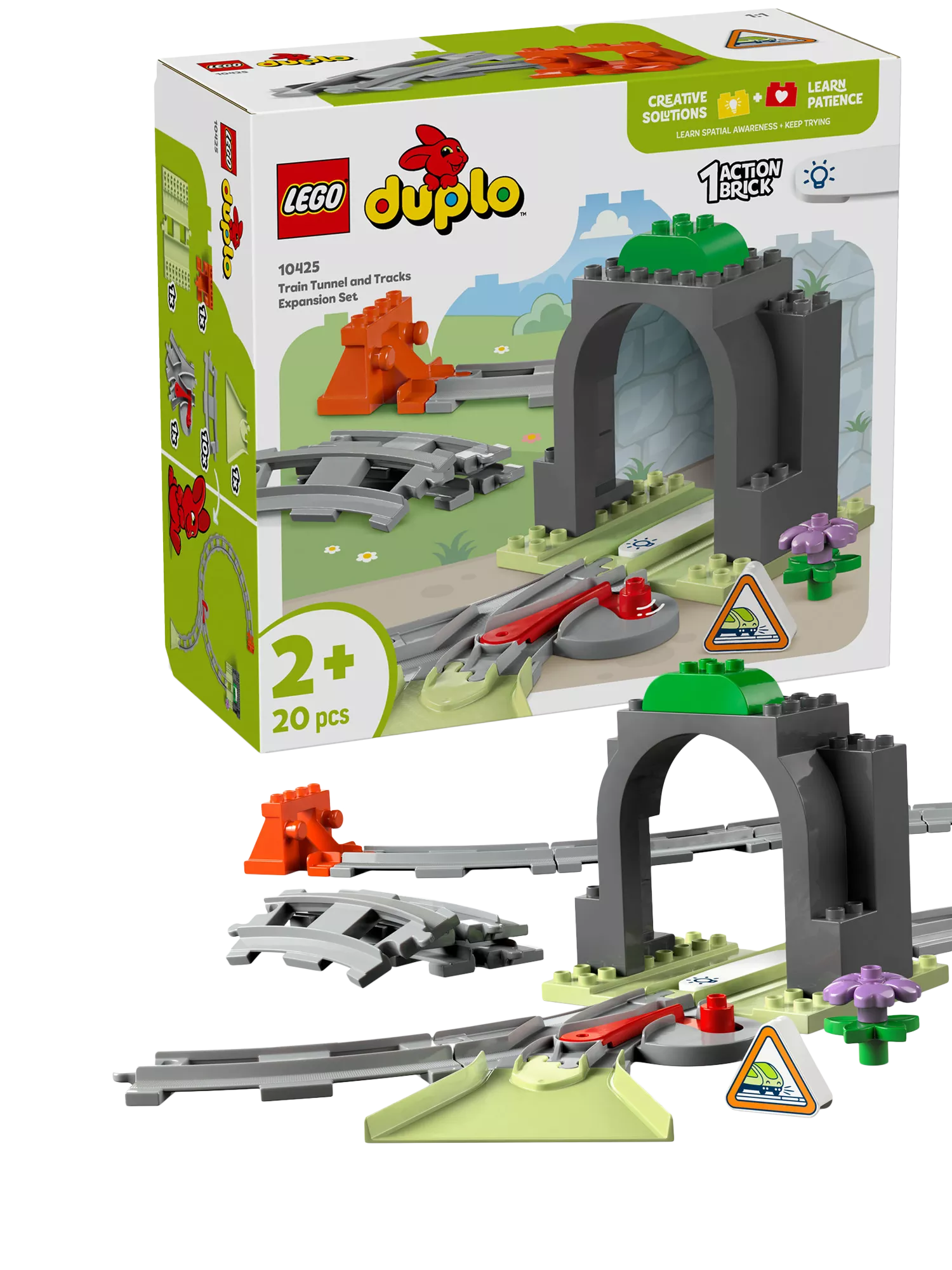 LEGO DUPLO train tunnel and tracks expansion set for toddlers, UK version