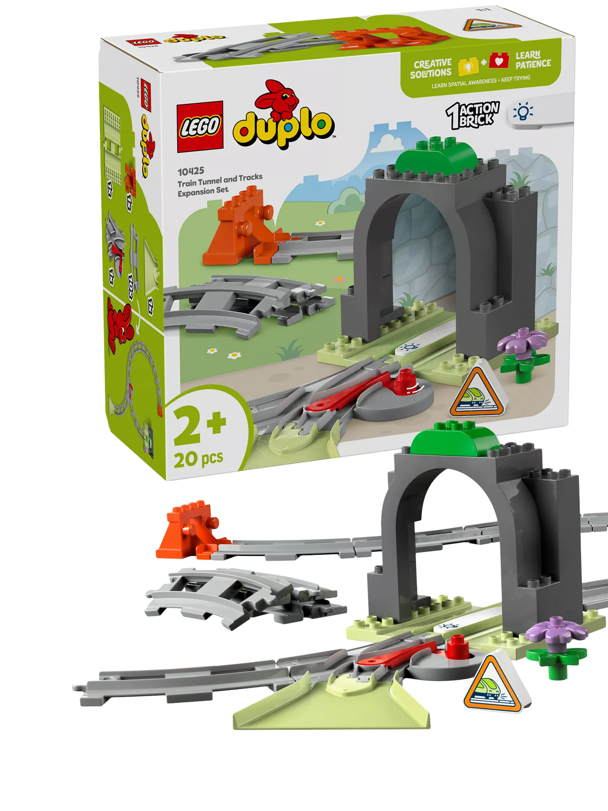 LEGO DUPLO train tunnel and tracks expansion set for toddlers, UK version