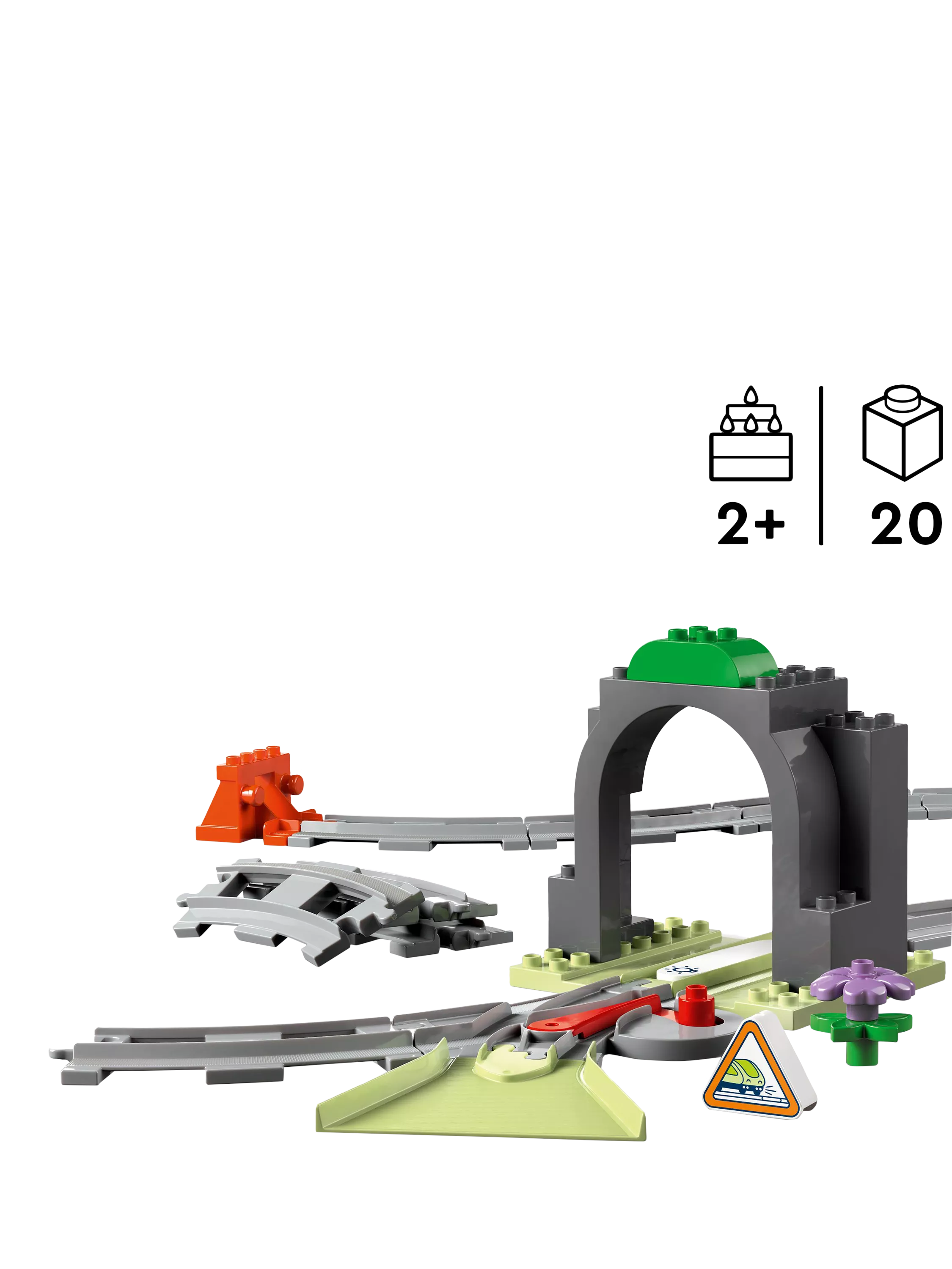 LEGO DUPLO train tunnel and tracks expansion set for toddlers, UK version