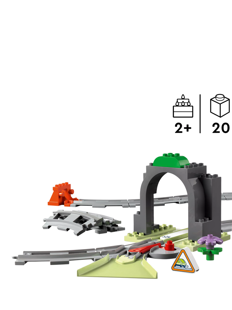 LEGO DUPLO train tunnel and tracks expansion set for toddlers, UK version