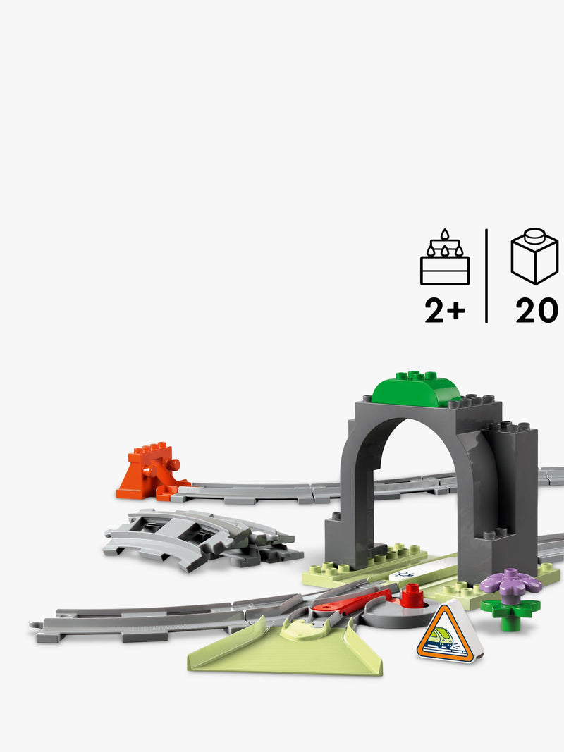 LEGO DUPLO train tunnel and tracks expansion set for toddlers, UK version