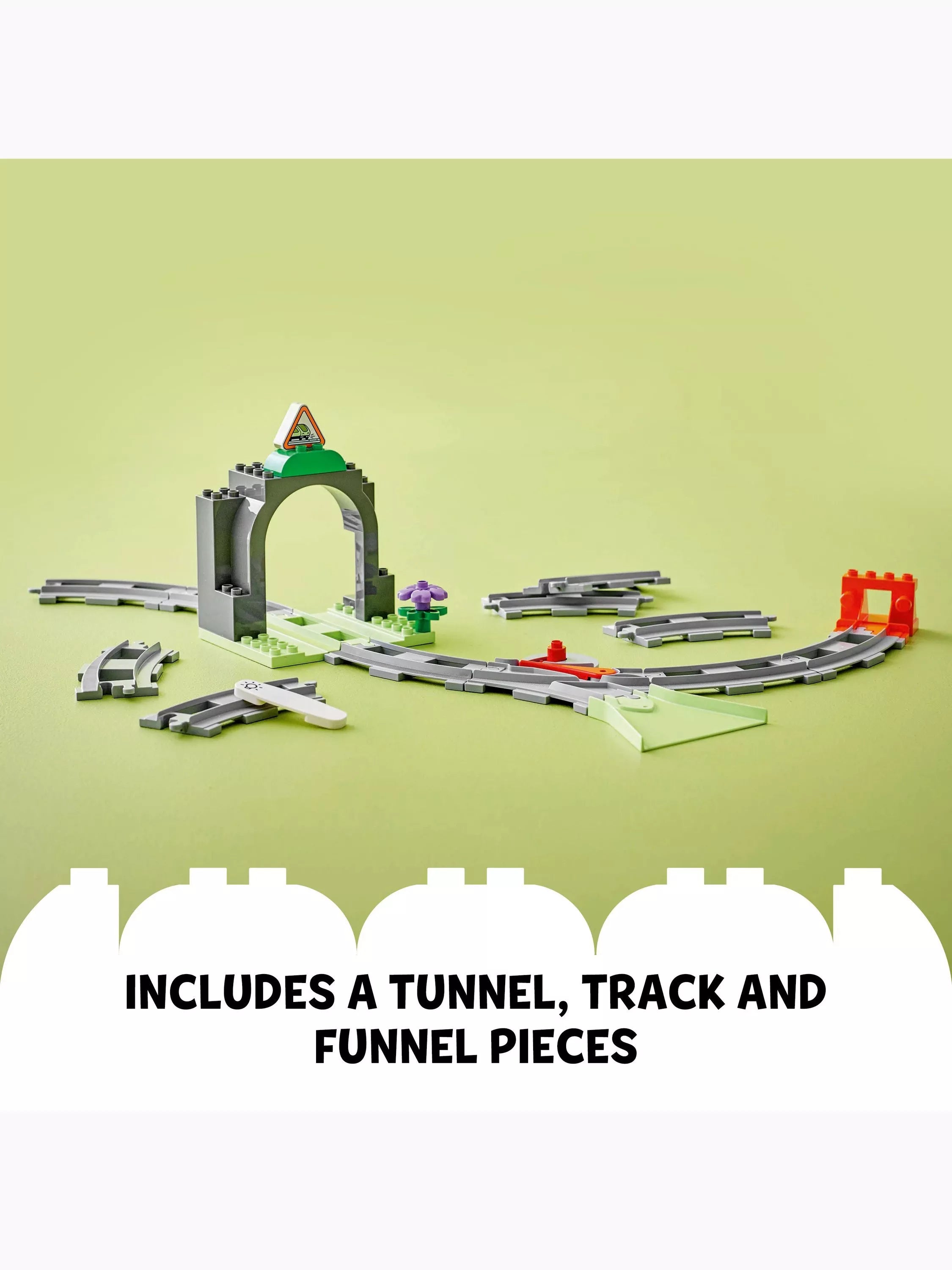 LEGO DUPLO train tunnel and tracks expansion set for toddlers, UK version