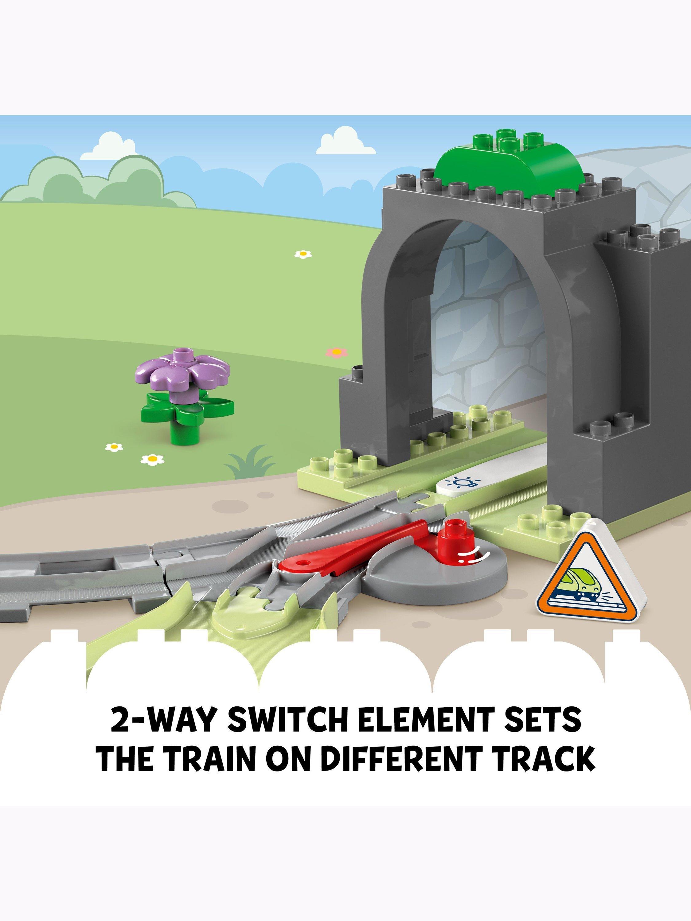 LEGO DUPLO train tunnel and tracks expansion set for toddlers, UK version