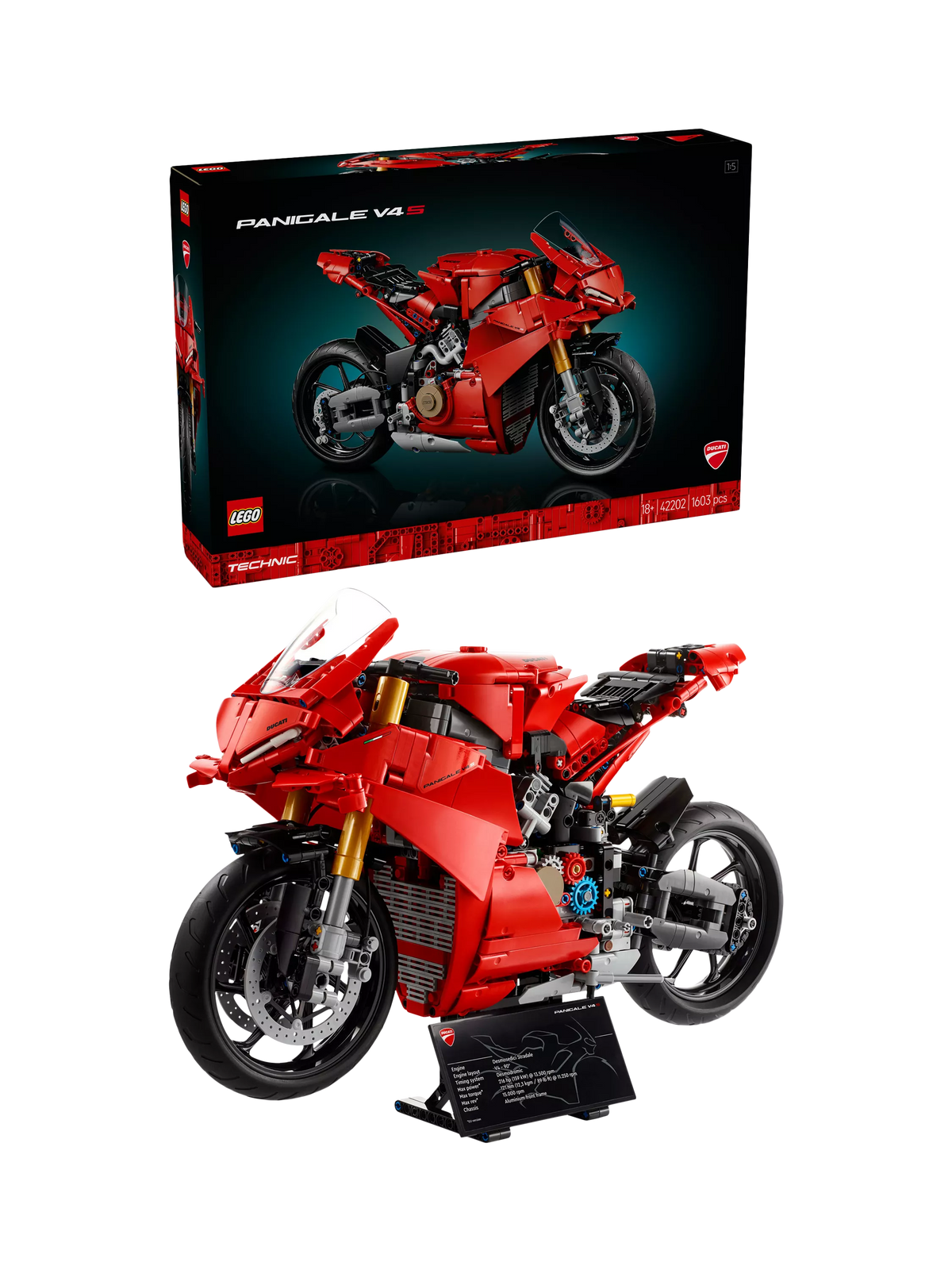 LEGO Ducati Panigale V4S motorcycle building set, UK version