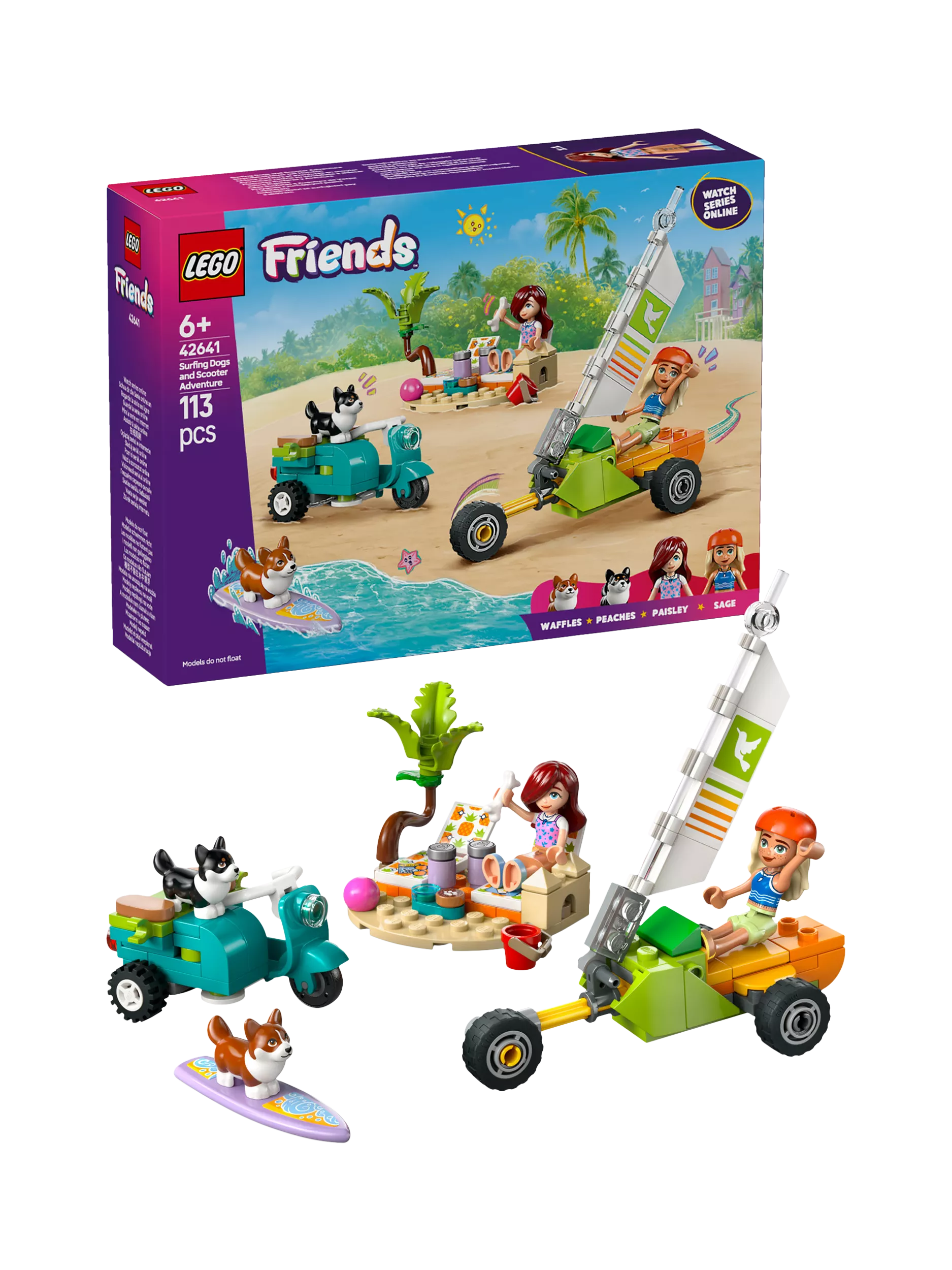 LEGO Friends Surfing Dogs Adventure Building Kit Box, UK version