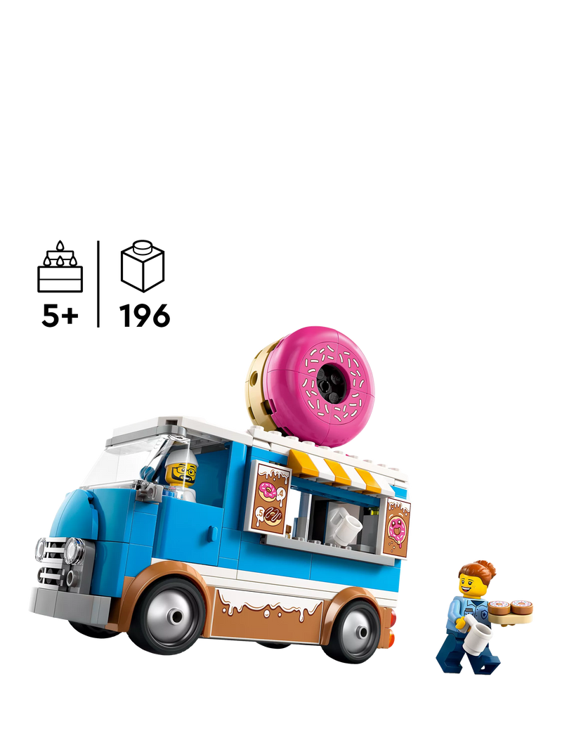 LEGO City Doughnut Truck Toy Set with 2 minifigures, UK version