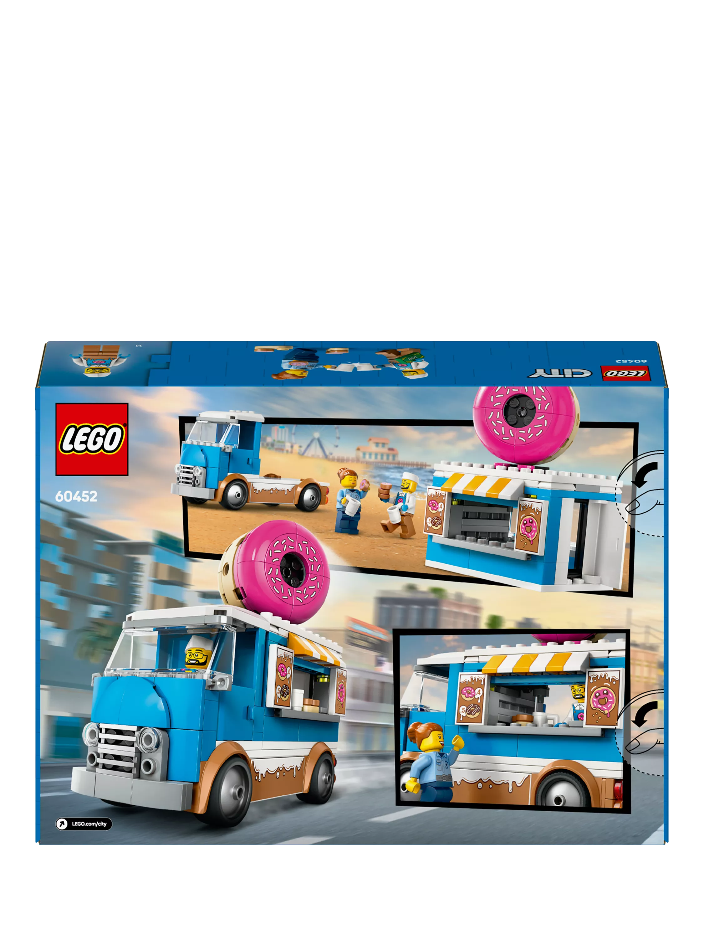 LEGO City Doughnut Truck Toy Set with 2 minifigures, UK version