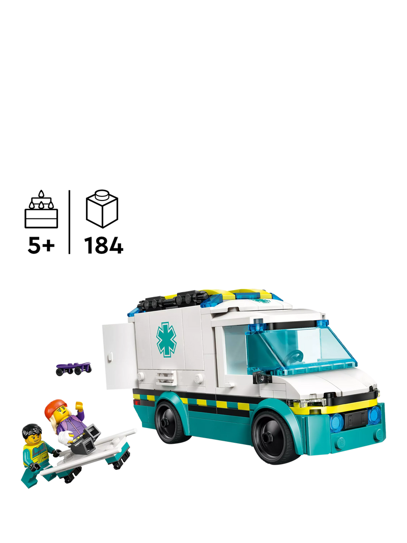 LEGO City emergency ambulance building set 184 pieces (British brand)