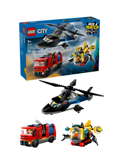 LEGO City Hubschrauber, Feuerwehr und U-Boot Remix Bauset 60462