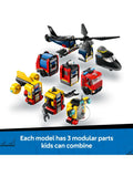 LEGO City building set with helicopter, fire engine, and submarine, UK version