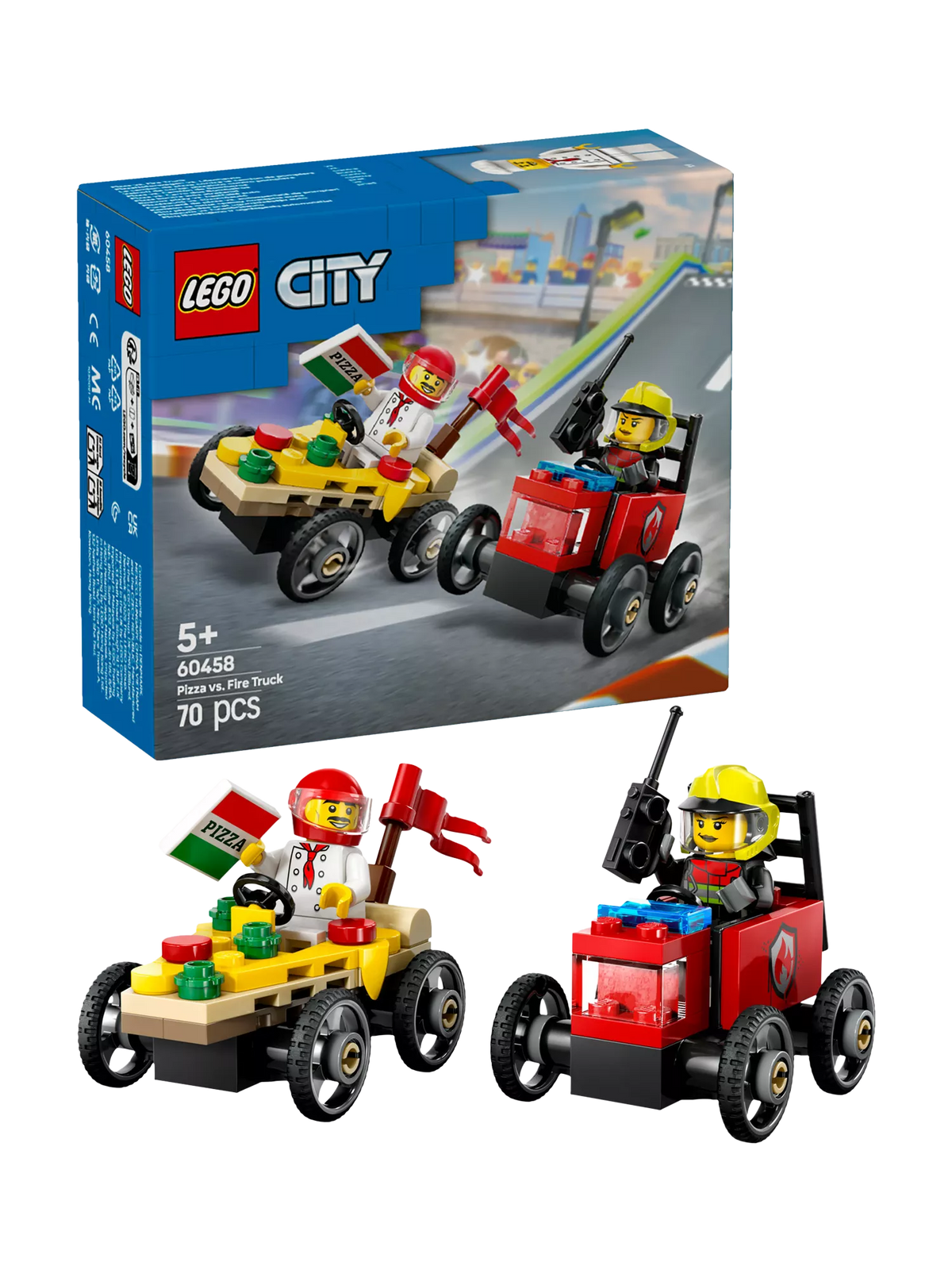 LEGO City Pizza vs Fire Truck Race Car Pack 60458, UK version