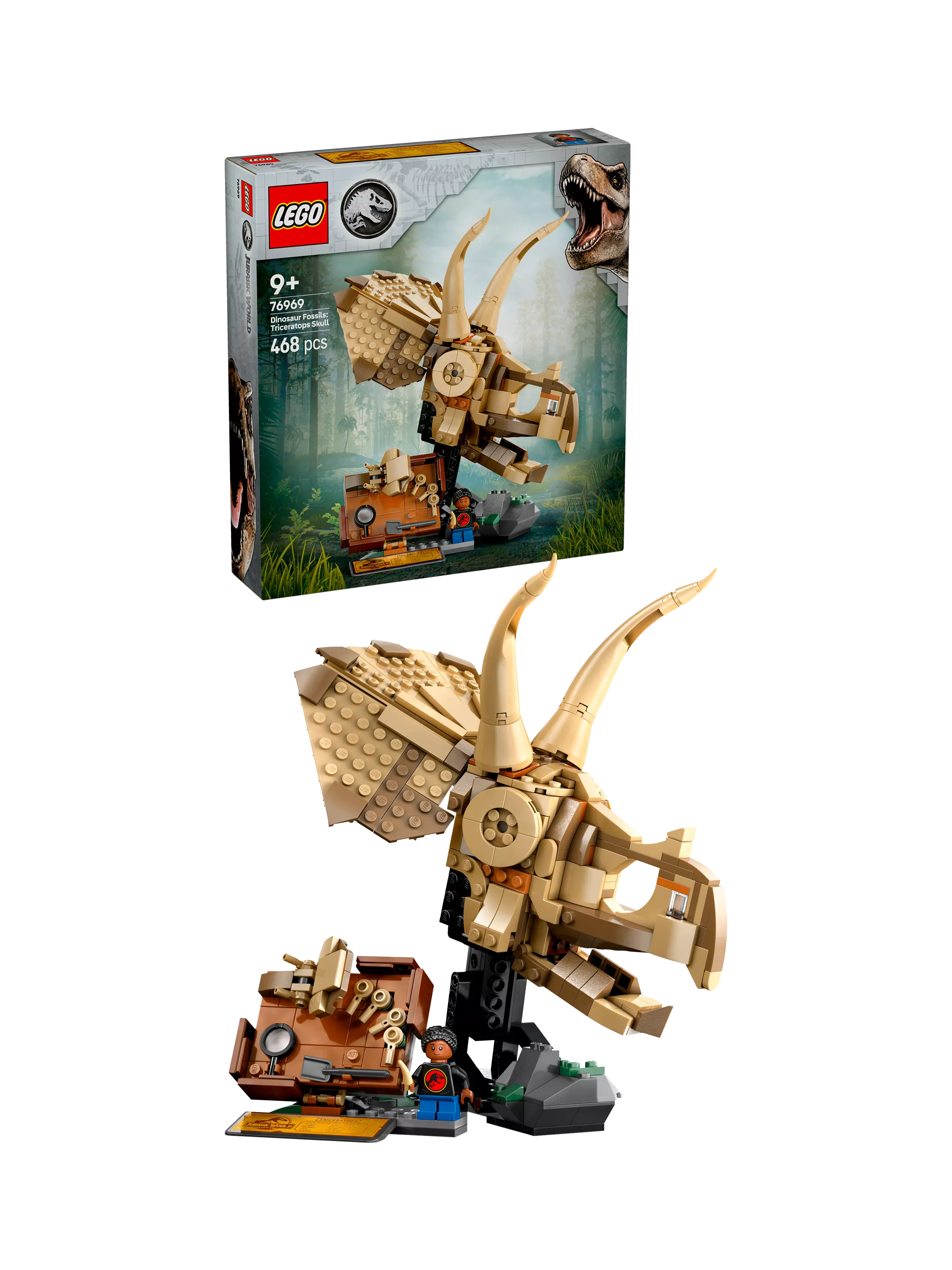 LEGO Jurassic World Triceratops skull building set 468 pieces (British brand)