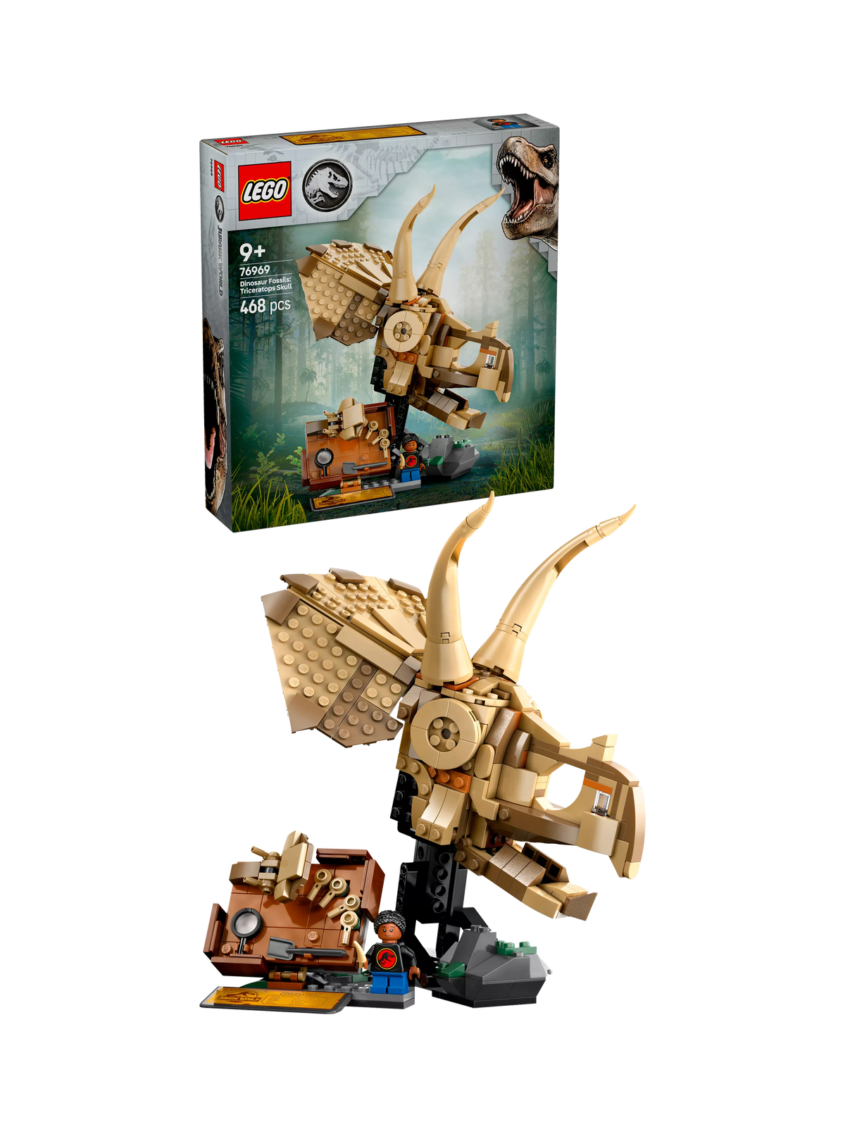 LEGO Jurassic World Triceratops skull building set 468 pieces (British brand)