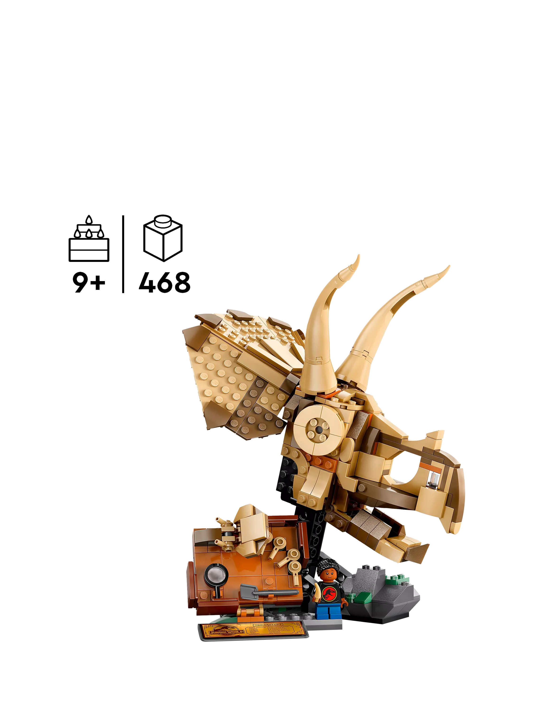 LEGO Jurassic World Triceratops skull building set 468 pieces (British brand)