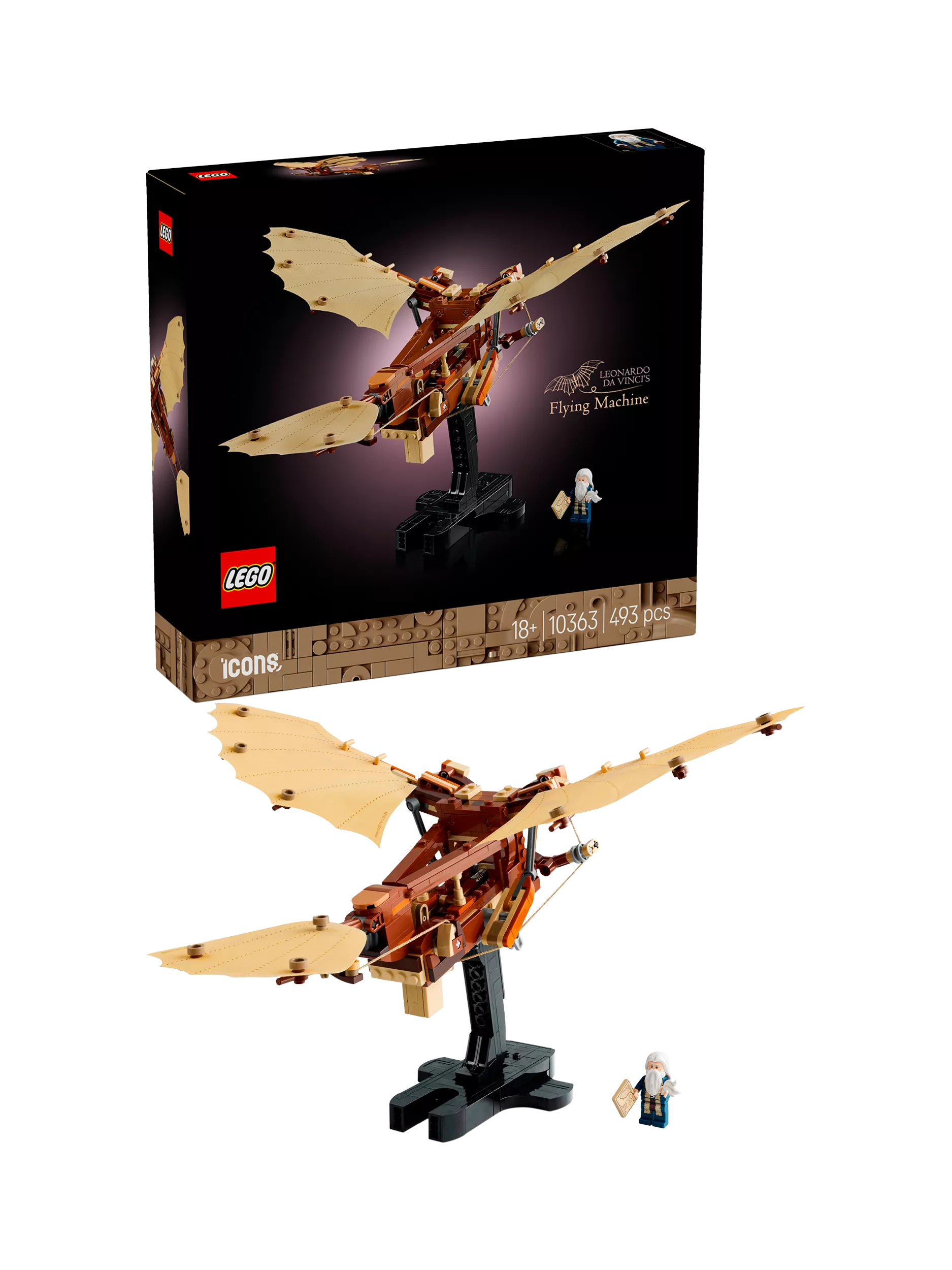 LEGO Icons Leonardo da Vinci's Flying Machine building set - British product