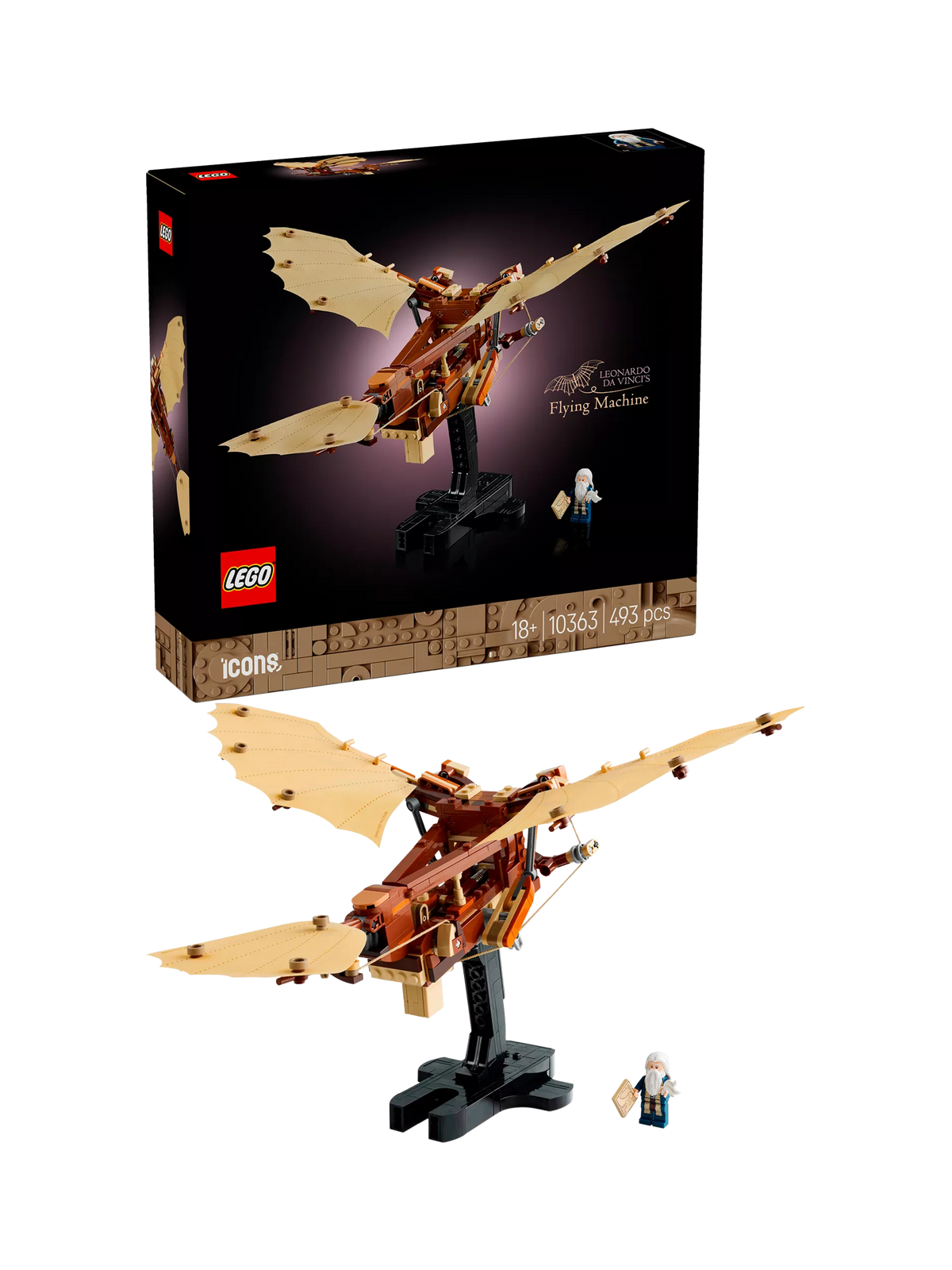 LEGO Icons Leonardo da Vinci's Flying Machine building set - British product