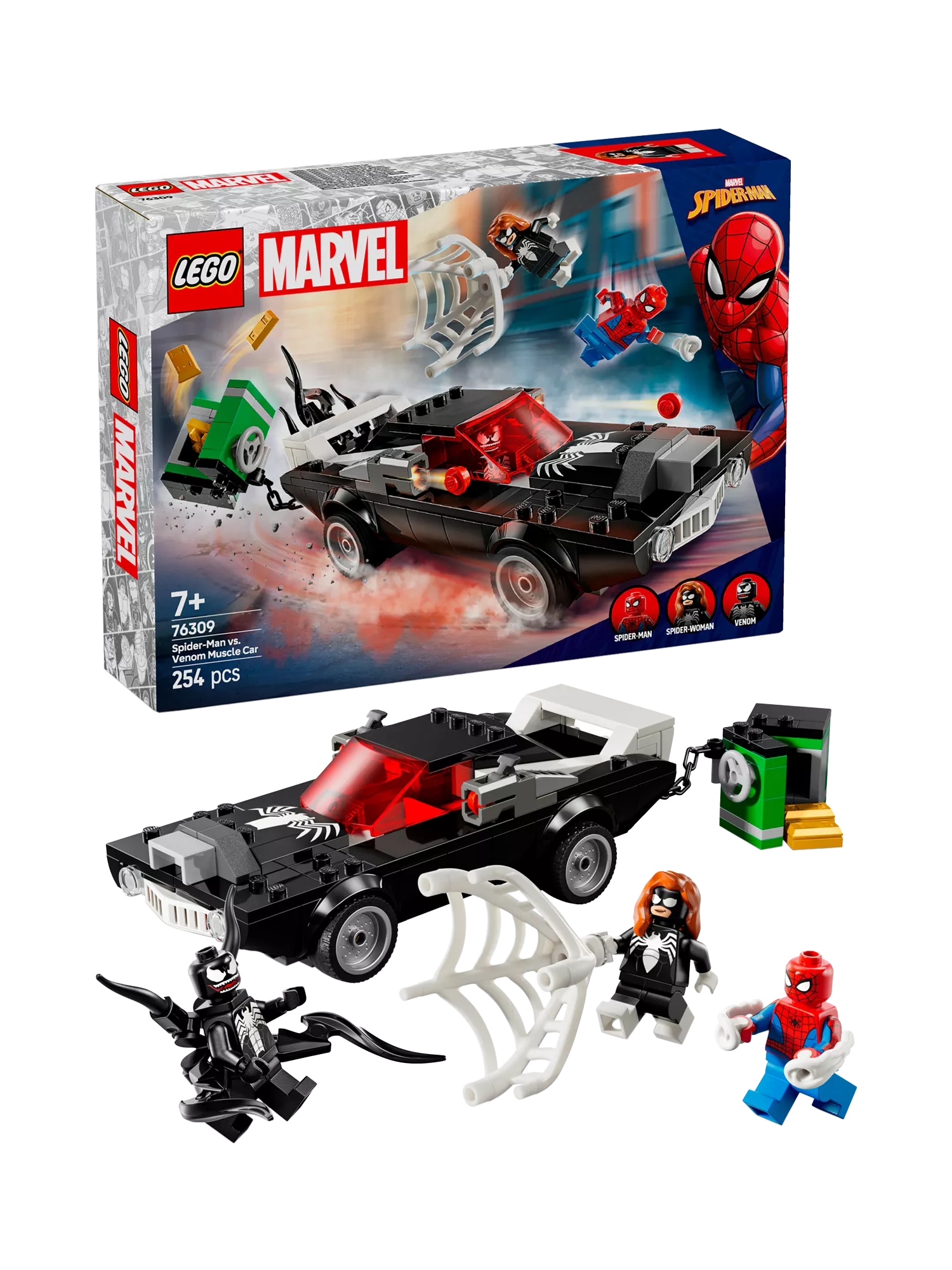 LEGO Marvel Spider-Man vs. Venom Muscle Car Playset 76309, UK version