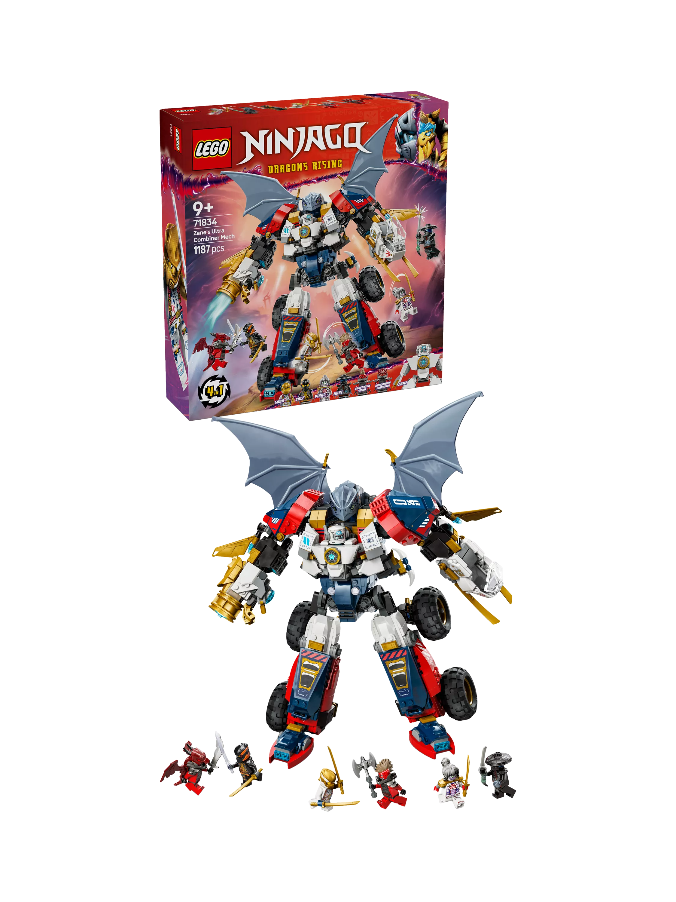 LEGO NINJAGO Dragons Rising Zane's Ultra Combiner Mech building set, UK version