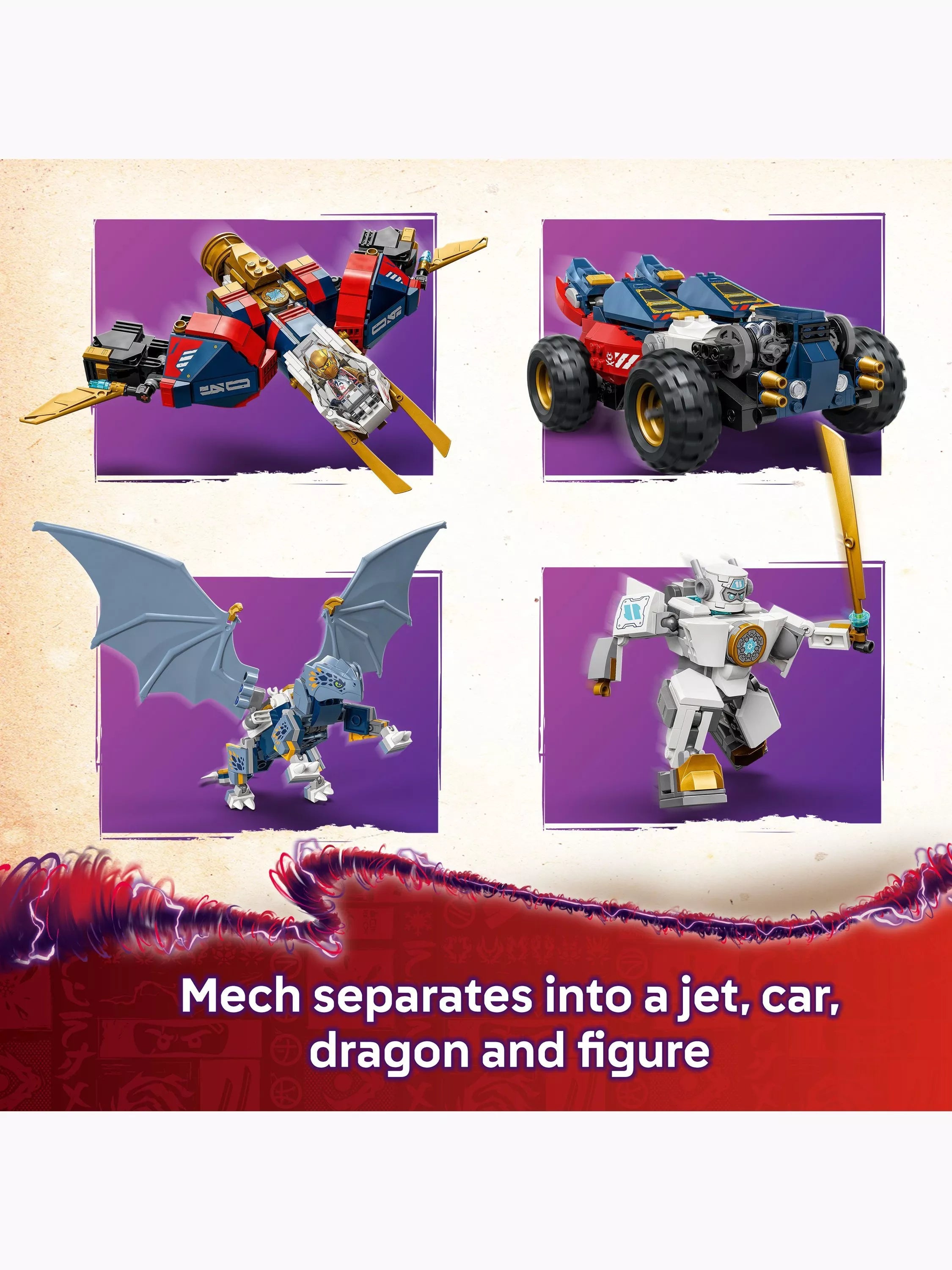 LEGO NINJAGO Dragons Rising Zane's Ultra Combiner Mech building set, UK version