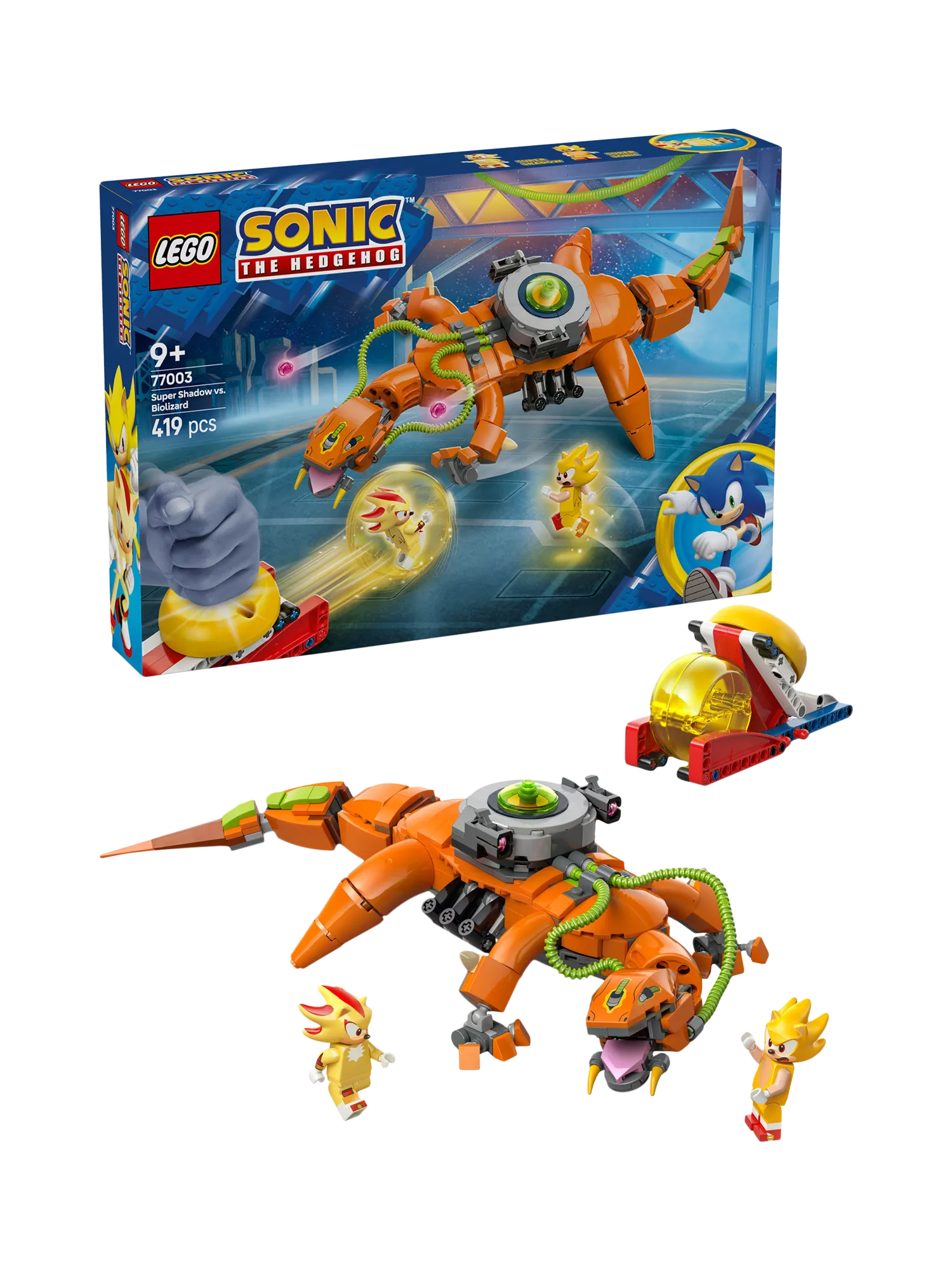 LEGO Sonic the Hedgehog Super Shadow vs. Biolizard building toy set, UK version