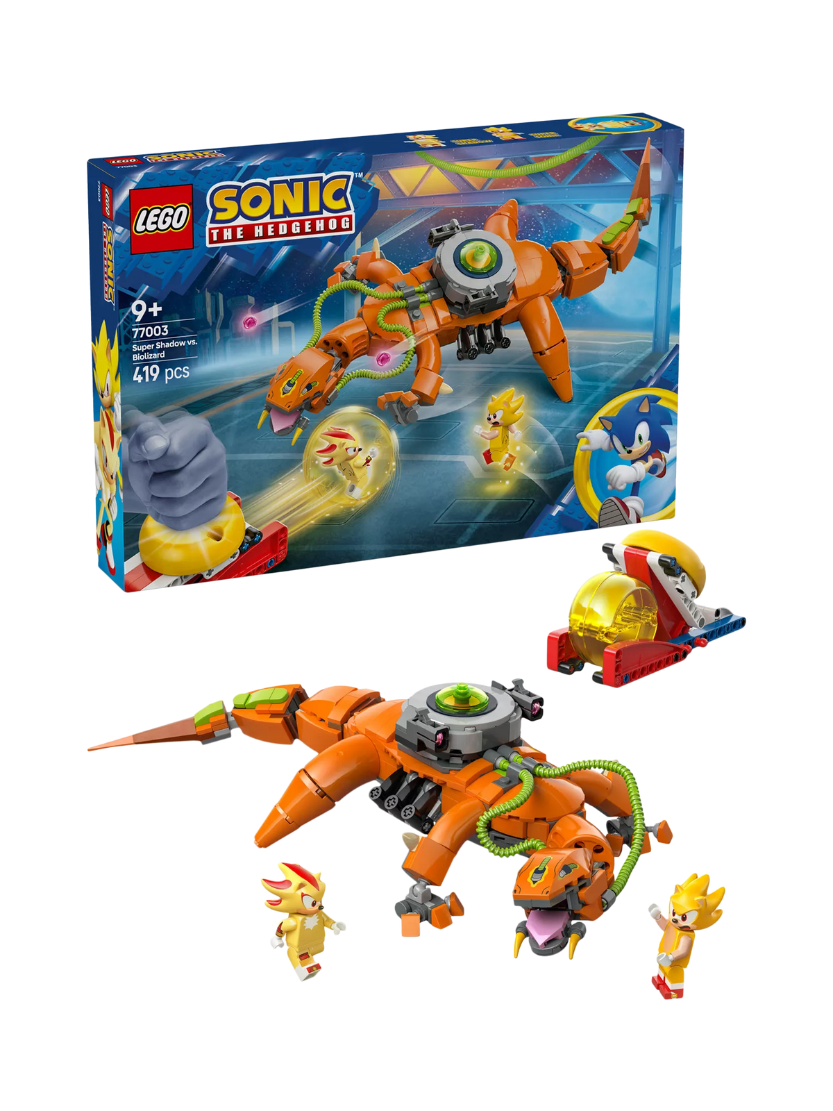 LEGO Sonic the Hedgehog Super Shadow vs. Biolizard building toy set, UK version