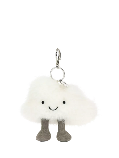 John Lewis Fluffy Cloud Bag Charm with Stitched Smile and Silver Clip- Buy online at McGrocer
