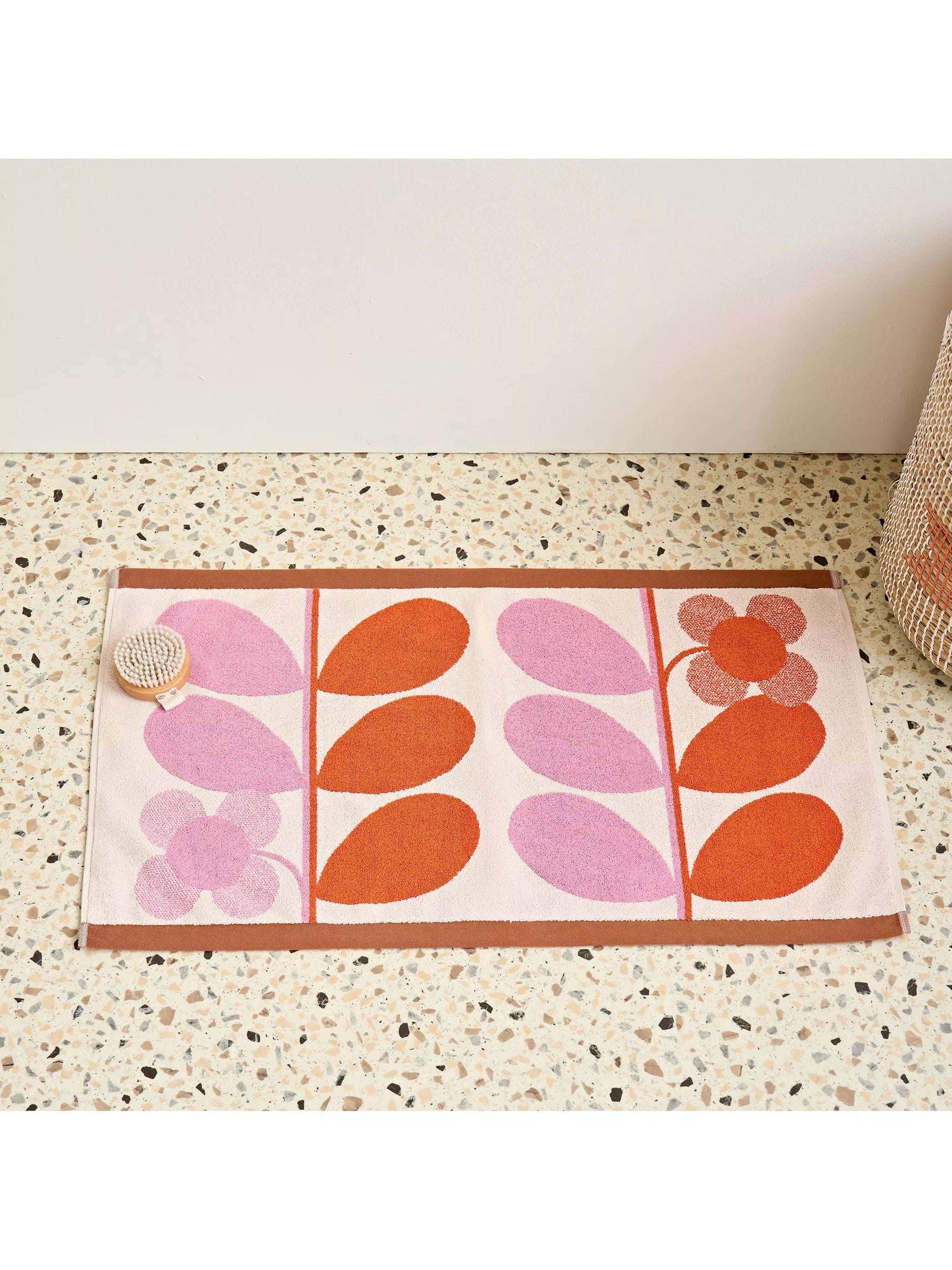 Orla Kiely stem bloom bath mat blush, imported from the UK