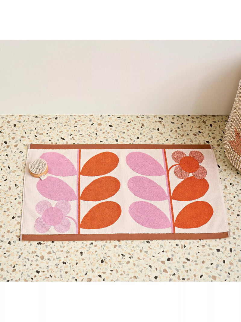 Orla Kiely stem bloom bath mat blush, imported from the UK