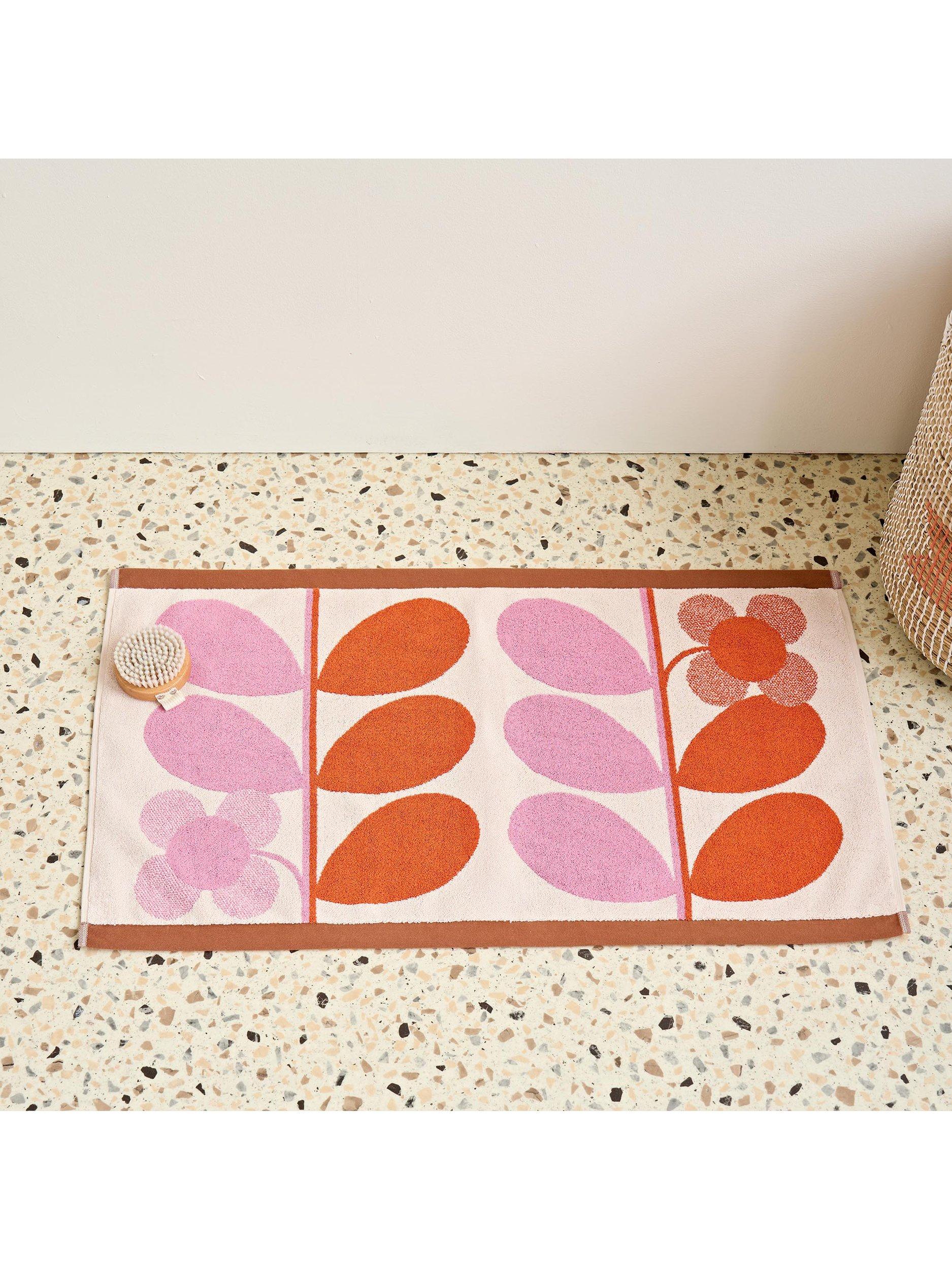 Orla Kiely stem bloom bath mat blush, imported from the UK