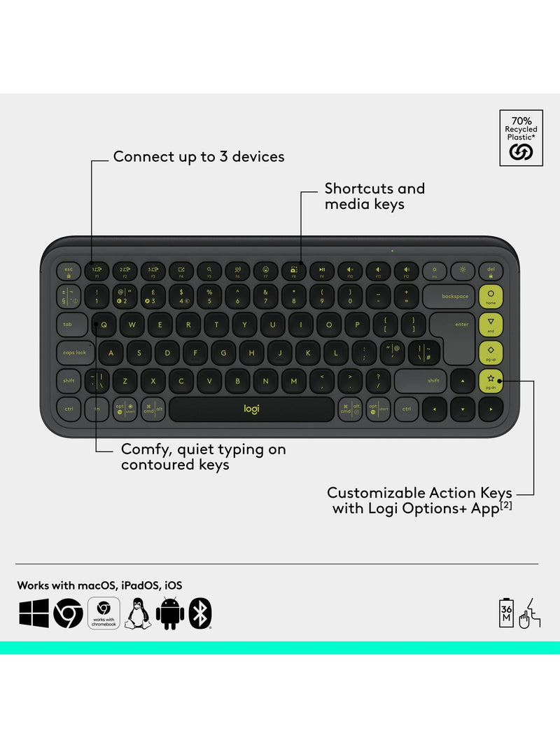 Logitech POP Icon Combo Tastatur Maus Graphit - Britisches Produkt
