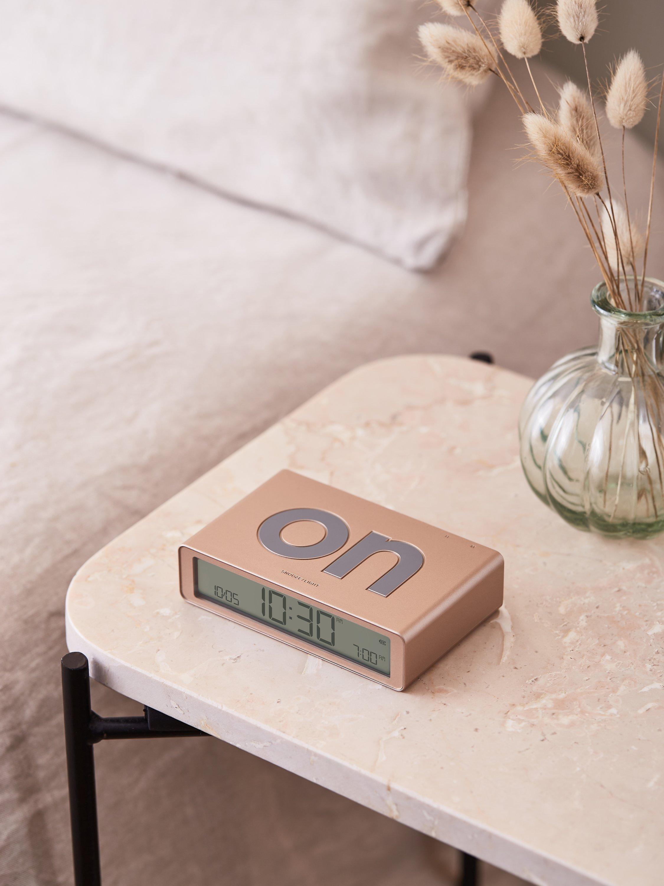 Lexon Flip Classic alarm clock brushed gold, UK version
