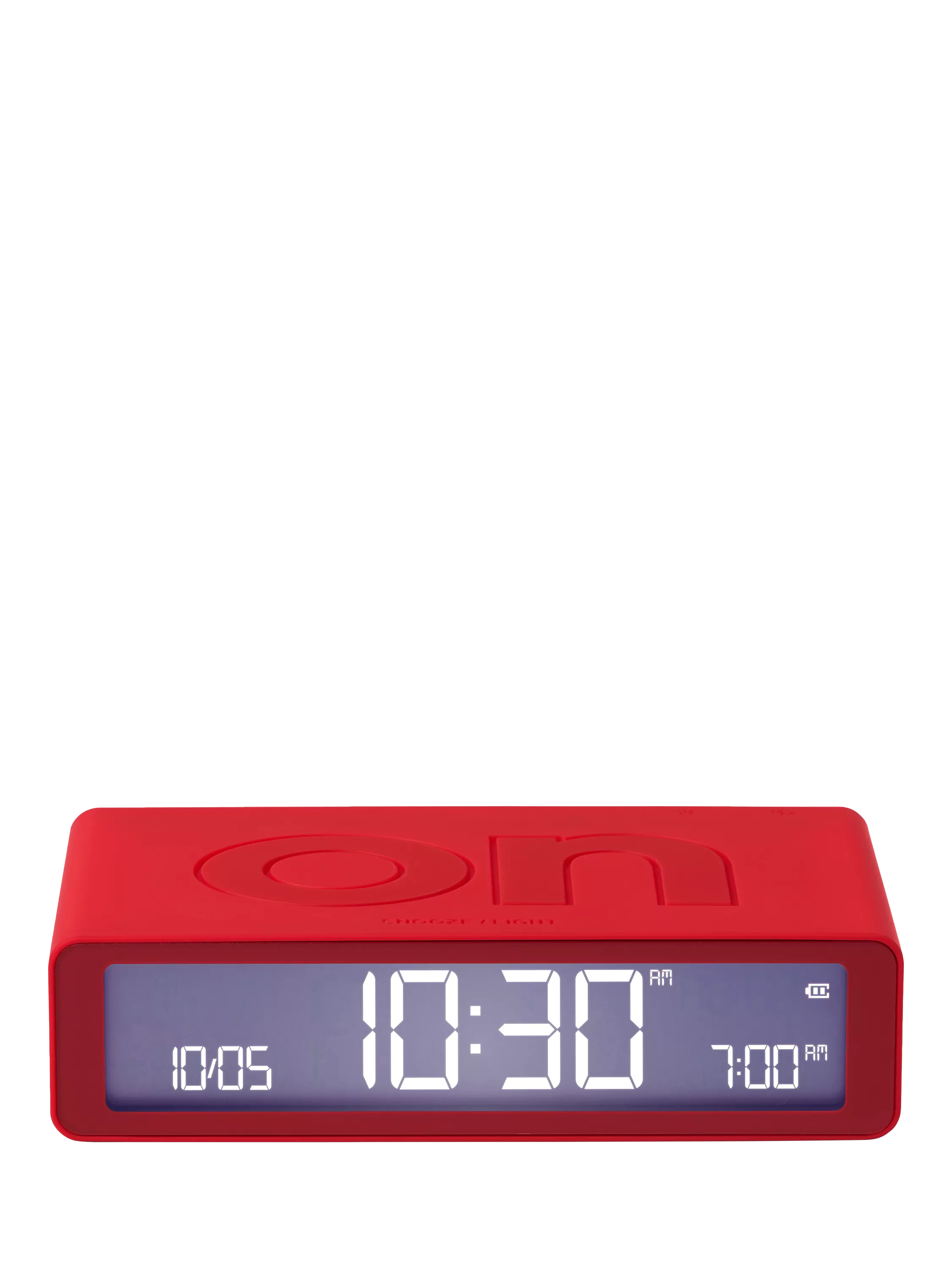 Lexon Flip Classic alarm clock red LCD display (British brand)