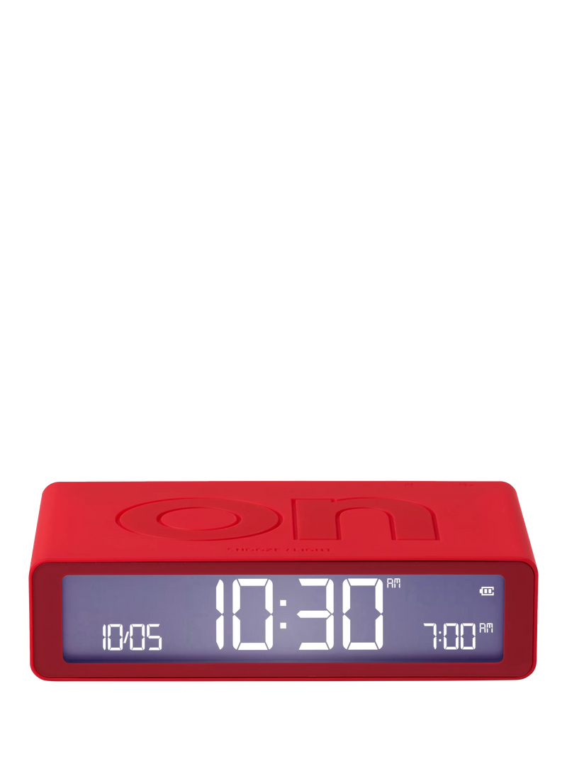 Lexon Flip Classic alarm clock red LCD display (British brand)