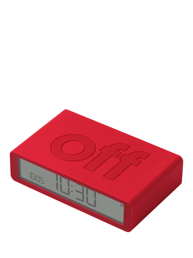 Lexon Flip Classic alarm clock red LCD display (British brand)