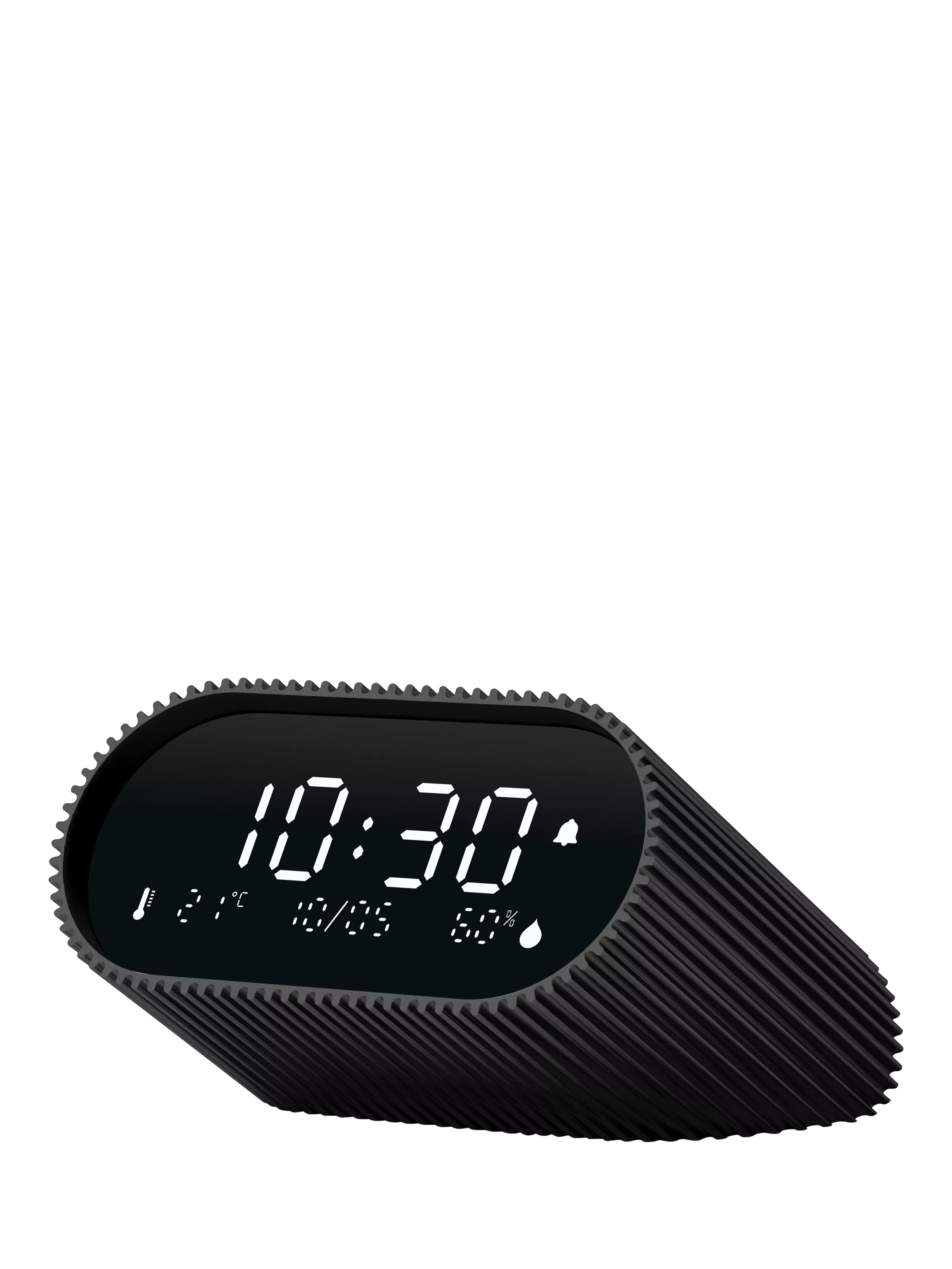 Lexon Ray LCD digital alarm clock with thermometer and hygrometer (British brand)