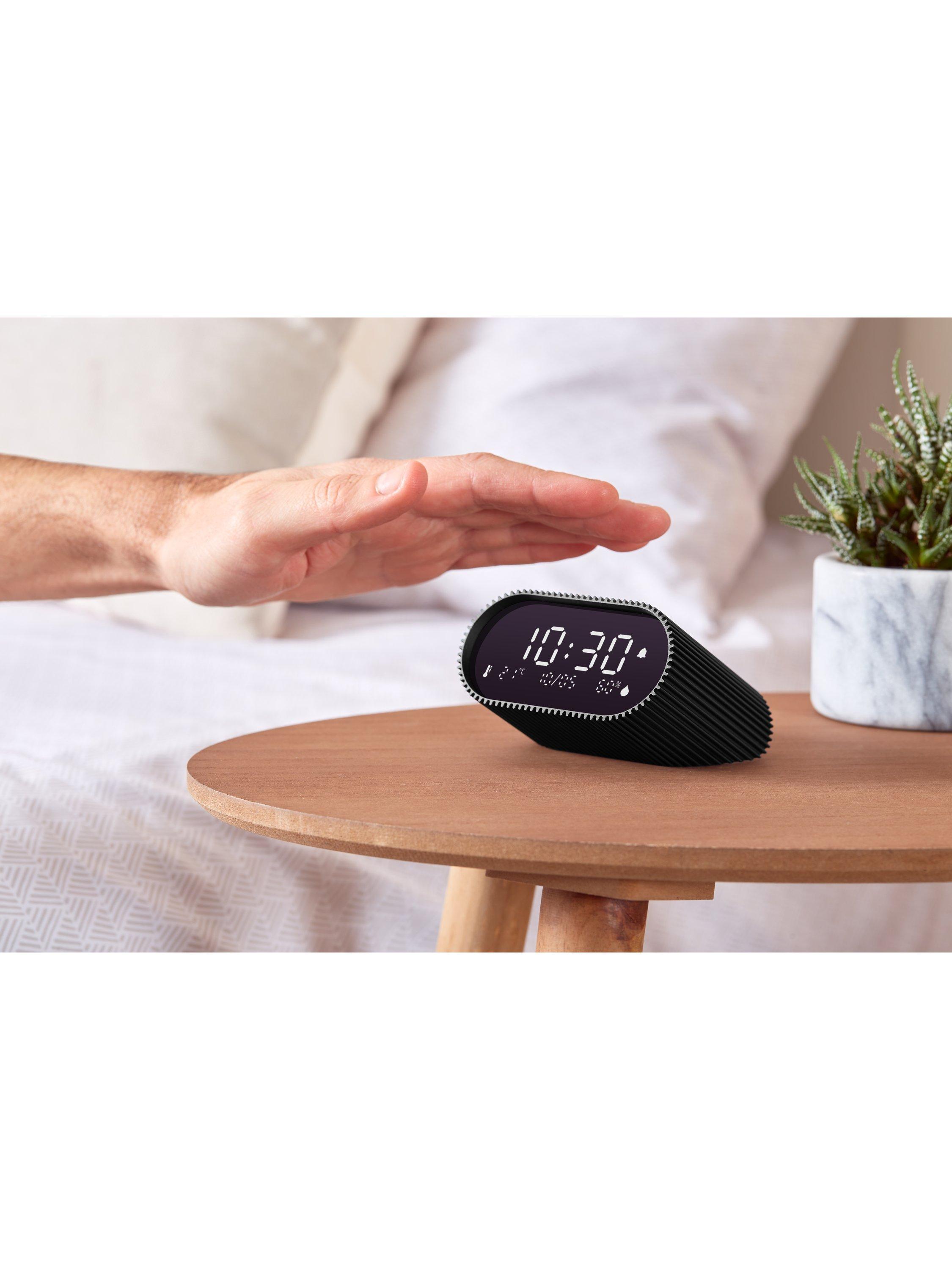 Lexon Ray LCD digital alarm clock with thermometer and hygrometer (British brand)