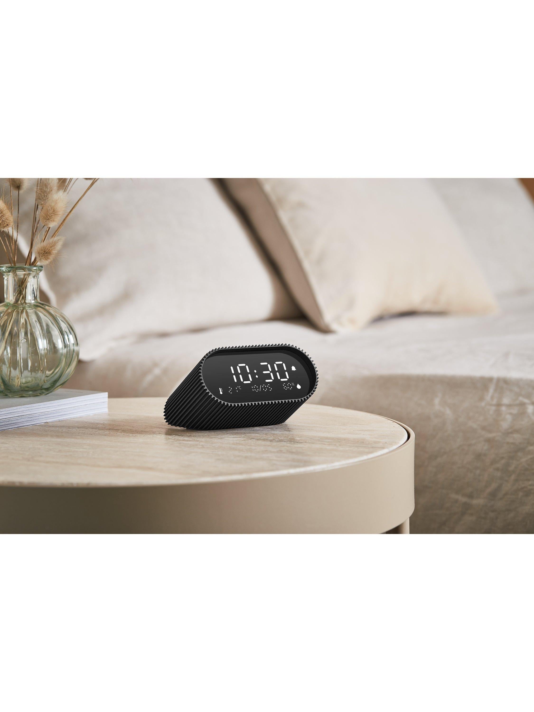 Lexon Ray LCD digital alarm clock with thermometer and hygrometer (British brand)