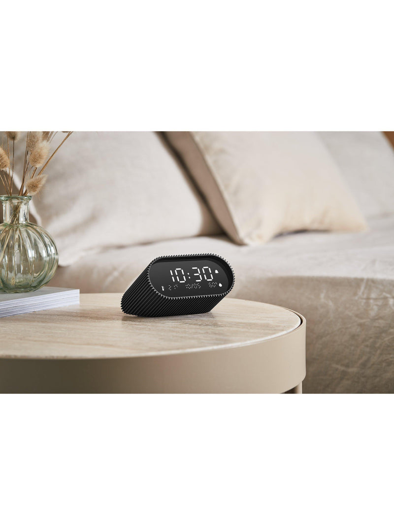 Lexon Ray LCD digital alarm clock with thermometer and hygrometer (British brand)
