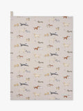 Sophie Allport tea towel dog pattern neutral stone, UK version