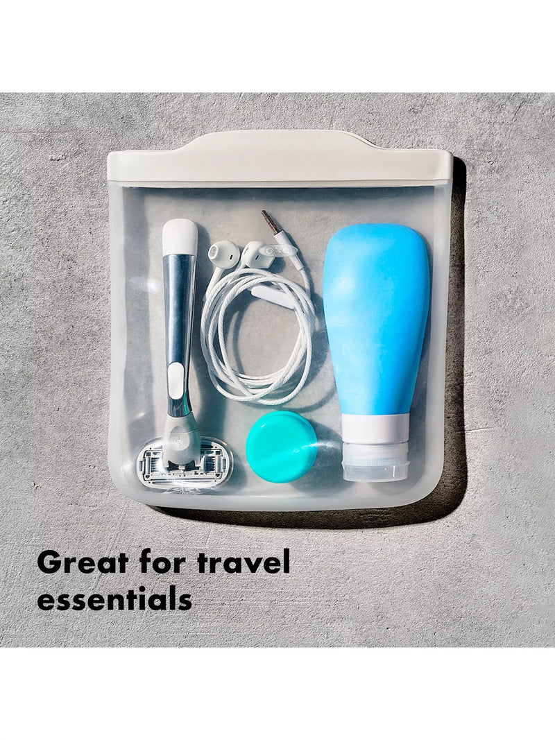 OXO reusable silicone snack bag clear 355ml, imported from the UK