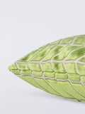 Harlequin Perplex velvet cushion in Kelly colour, imported from the UK
