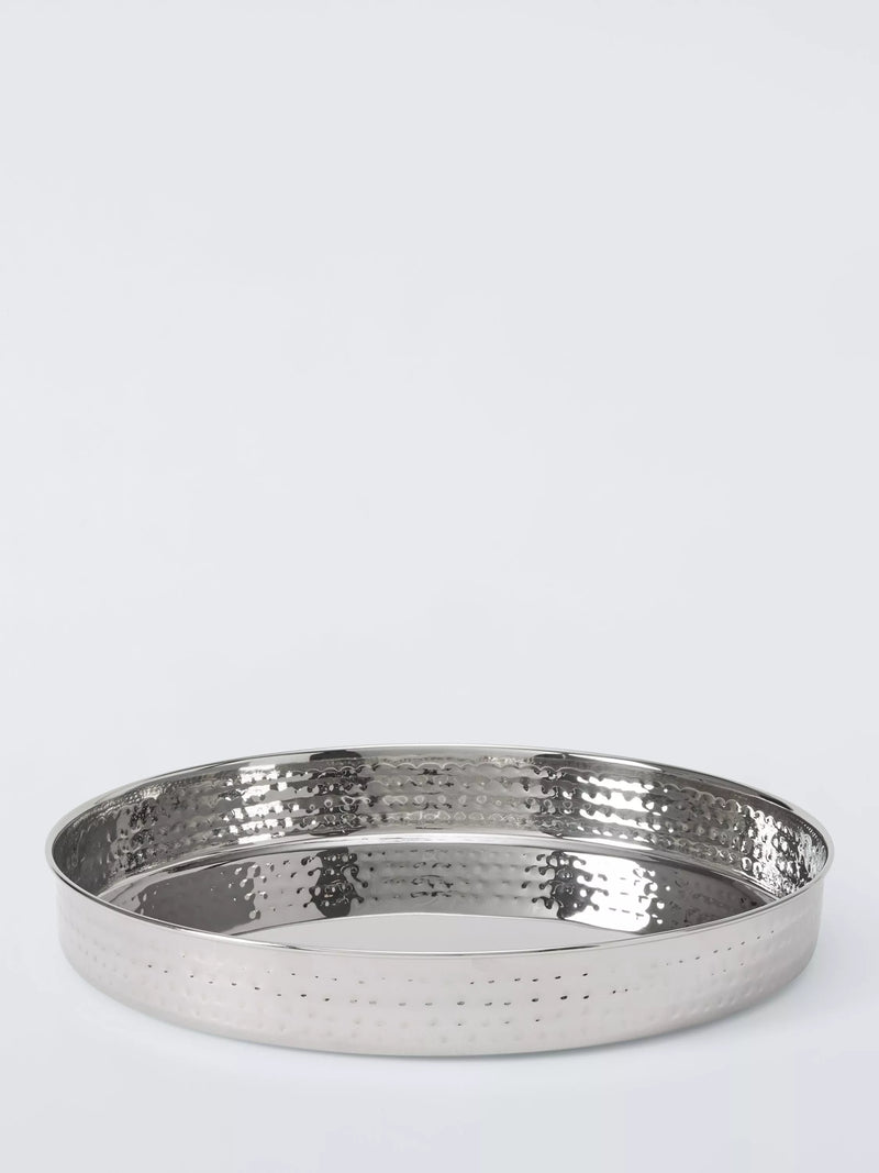 John Lewis hammered stainless steel round tray 32cm - British product